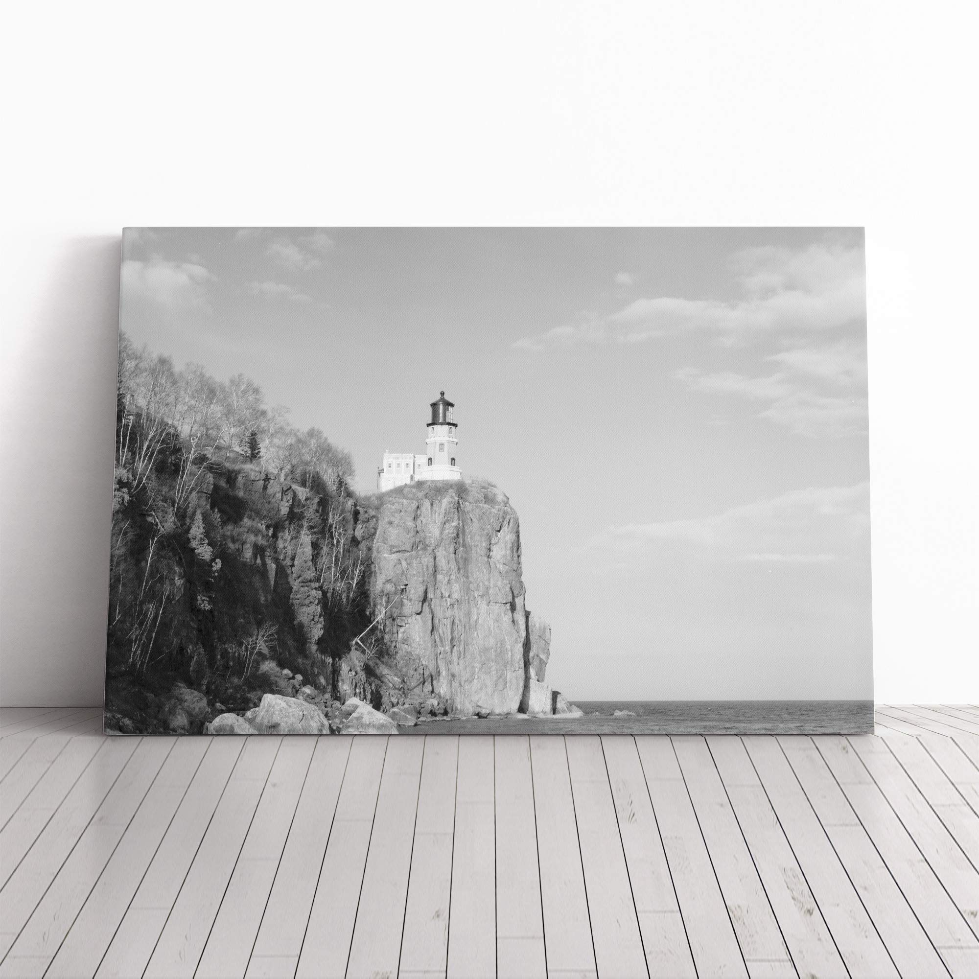 Architecture Lighthouse Split Rock, MN Canvas Print | Gallery Wrapped 30mm Frame Wall Art | 30x20 inches | Ready to Hang | Coastal Seascape Picture | Living Room Bedroom Lounge Office
