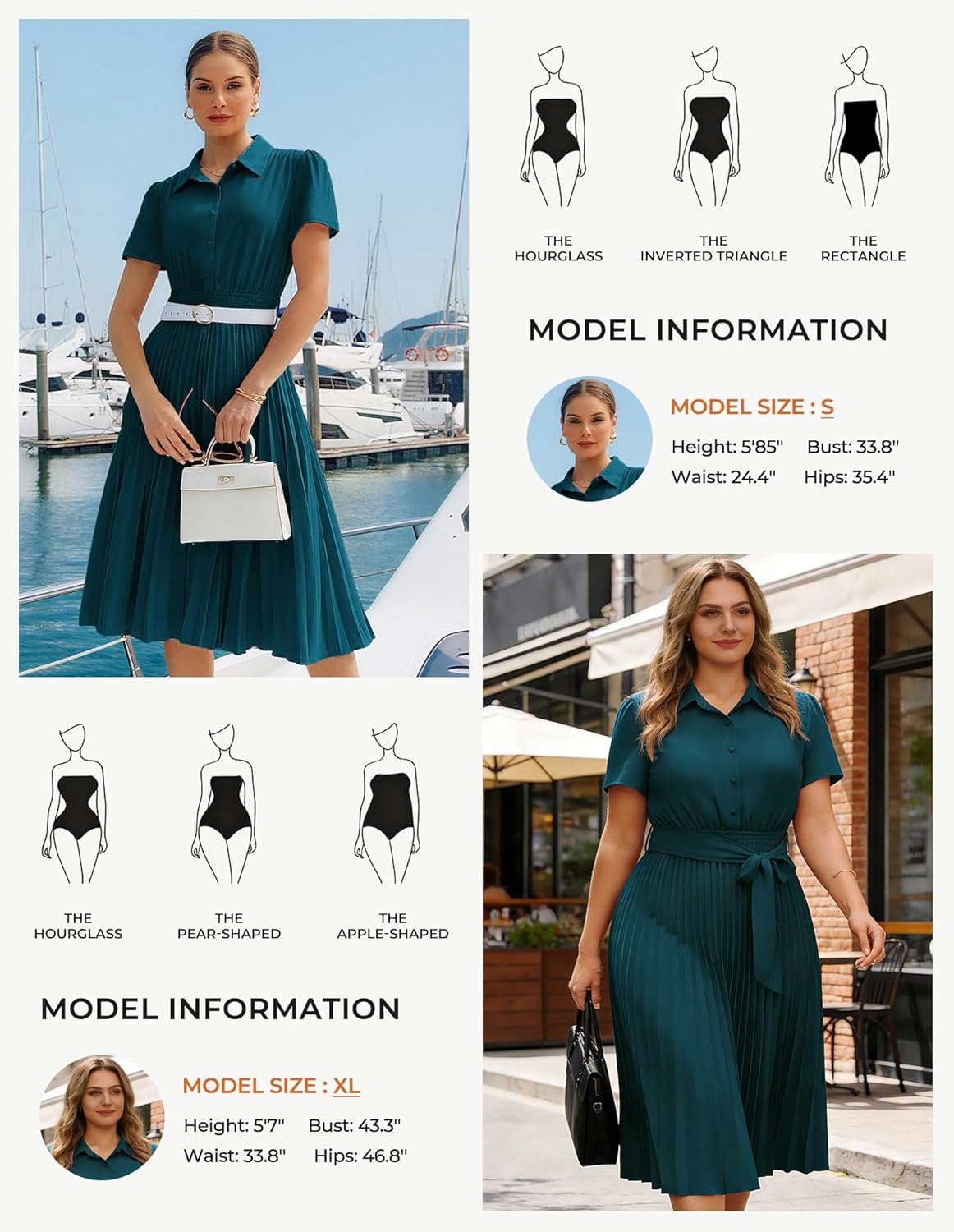GRACE KARIN Women 2026 Summer Business Shirt Dress,Short Sleeve Collared Neck Button Midi Dresses,Pleated Casual Dresses - Image 4