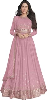ZUVAANYA Ready To Wear Indian/Pakistani Party Wear Women's Embroidery Faux Georgette Anarkali Floral Gown For Women