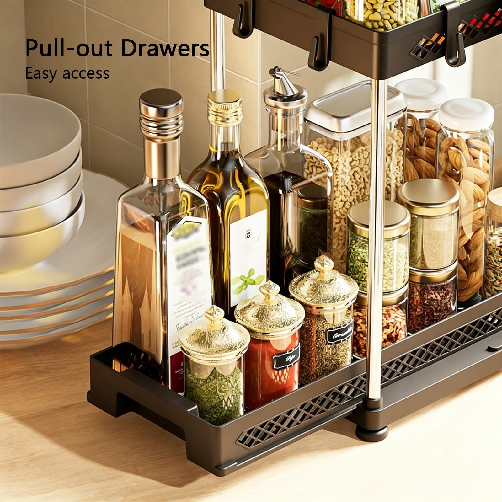 2 Pack Under Sink Organizer Pull Out Drawer