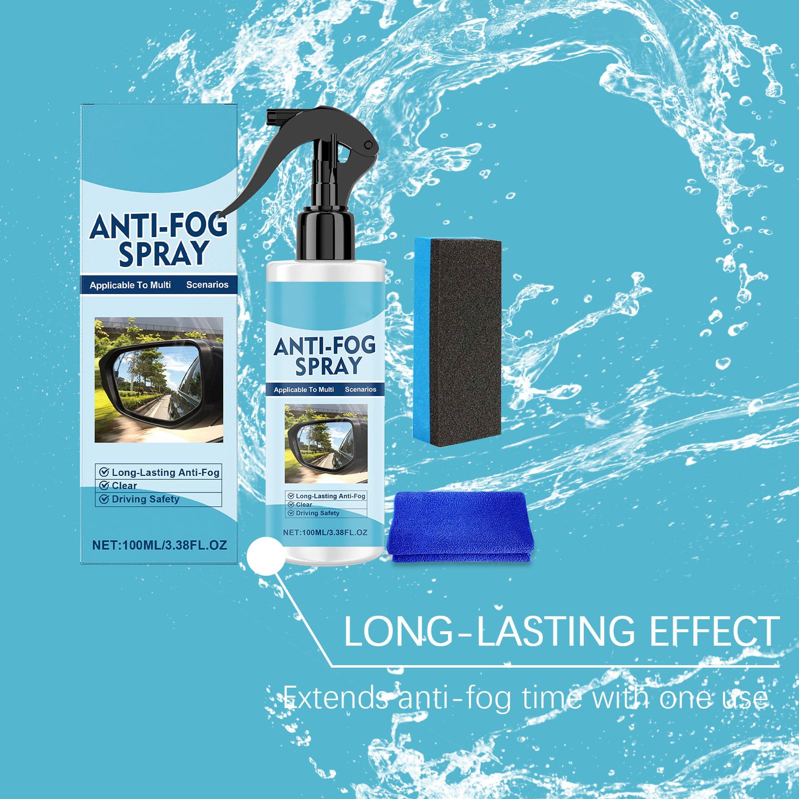Spray przeciwmgielny do szyb samochodowych, wodoodporny spray odmgławiający do szyb wewnętrznych i zewnętrznych, długotrwała powłoka hydrofobowa, poprawia widoczność przedniej szyby (6 sztuk)