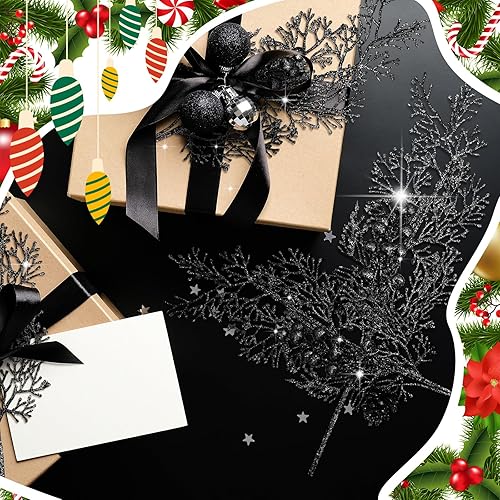 Miniatura 25 de Tigeen 12 piezas de selecciones de árbol de Navidad artificiales a granel, relleno de árbol de Navidad con purpurina, bayas, tallos de ramas, ramas