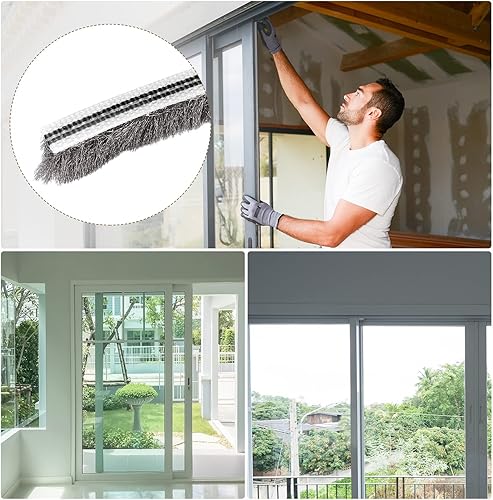 Miniatura 3 de METALLIXITY Burlete de cepillo (516 pulgadas x 14 pulgadas x 19.7 pies), ranura para tarjetas, tira de cepillo para puerta, ventana, armario
