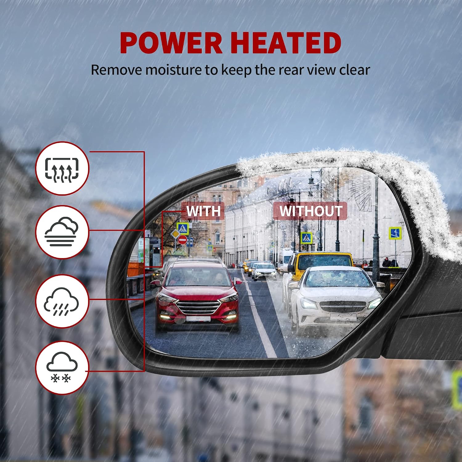 YITAMOTOR Left Driver Side Towing Mirror with Electric Heated and Power-Adjustable Glass, LED Arrow Turn Signal, Puddle Lamp, Compatible with Chevy GMC 07-13 Silverado Sierra (07 New Body ONLY)