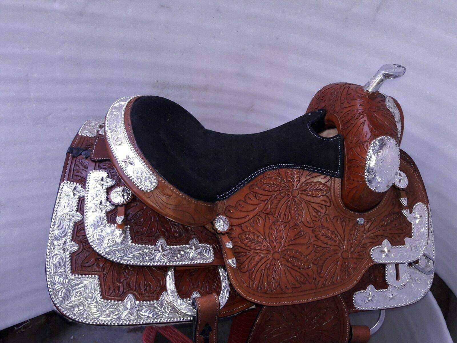 Equestrian Universe Western Fully Show Sella con Canchos Angolo Argento e Sottosella