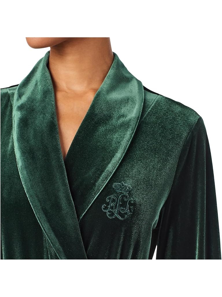 Green Lauren Ralph Lauren Velvet Long Shawl Collar Robe