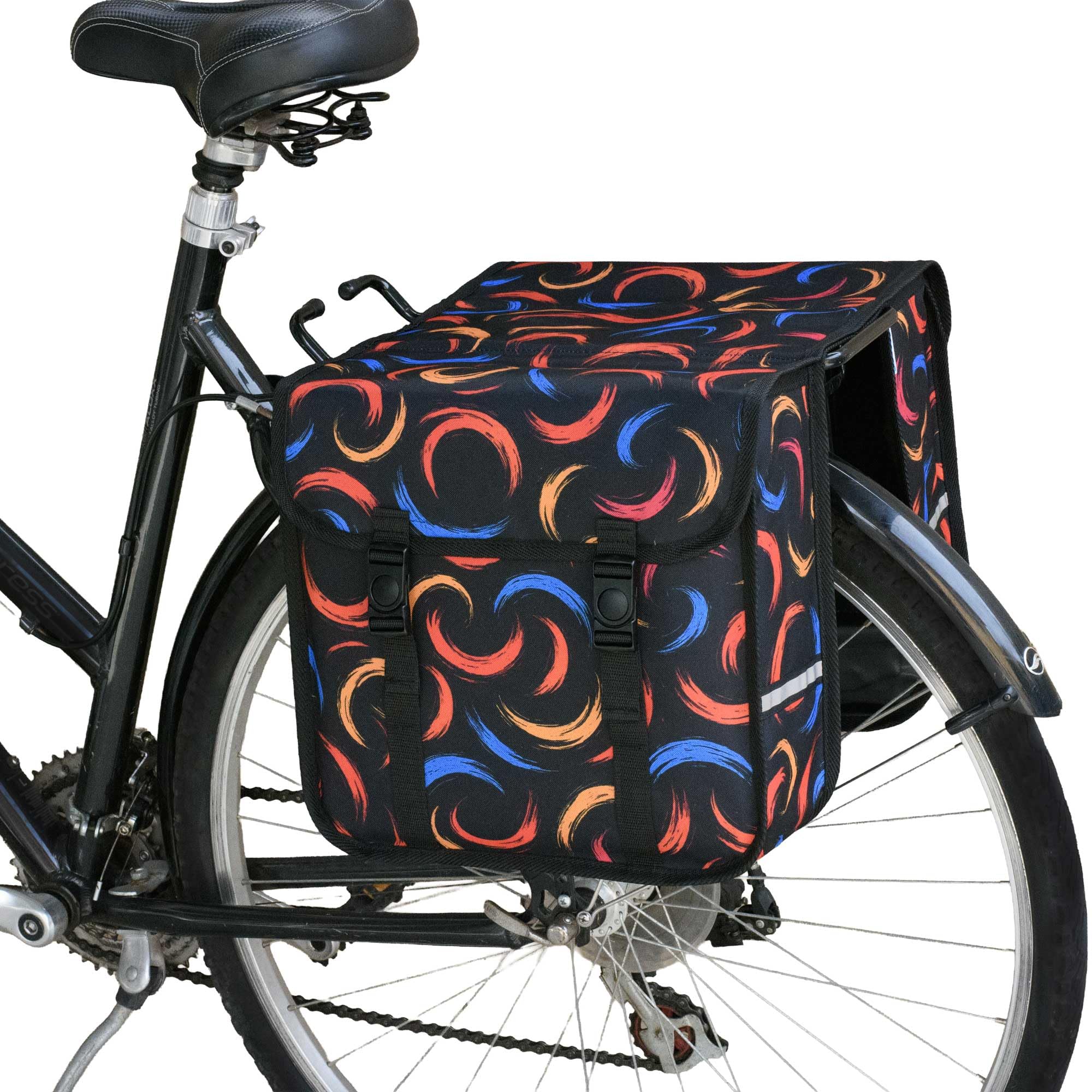 BikyBag Classic CE - Double Bicycle Panniers - 26L Water-Resistant Bike Pannier Bag for Rear Rack | Commuter & Shopping Cycling Bag (Brushstroke) — image 1