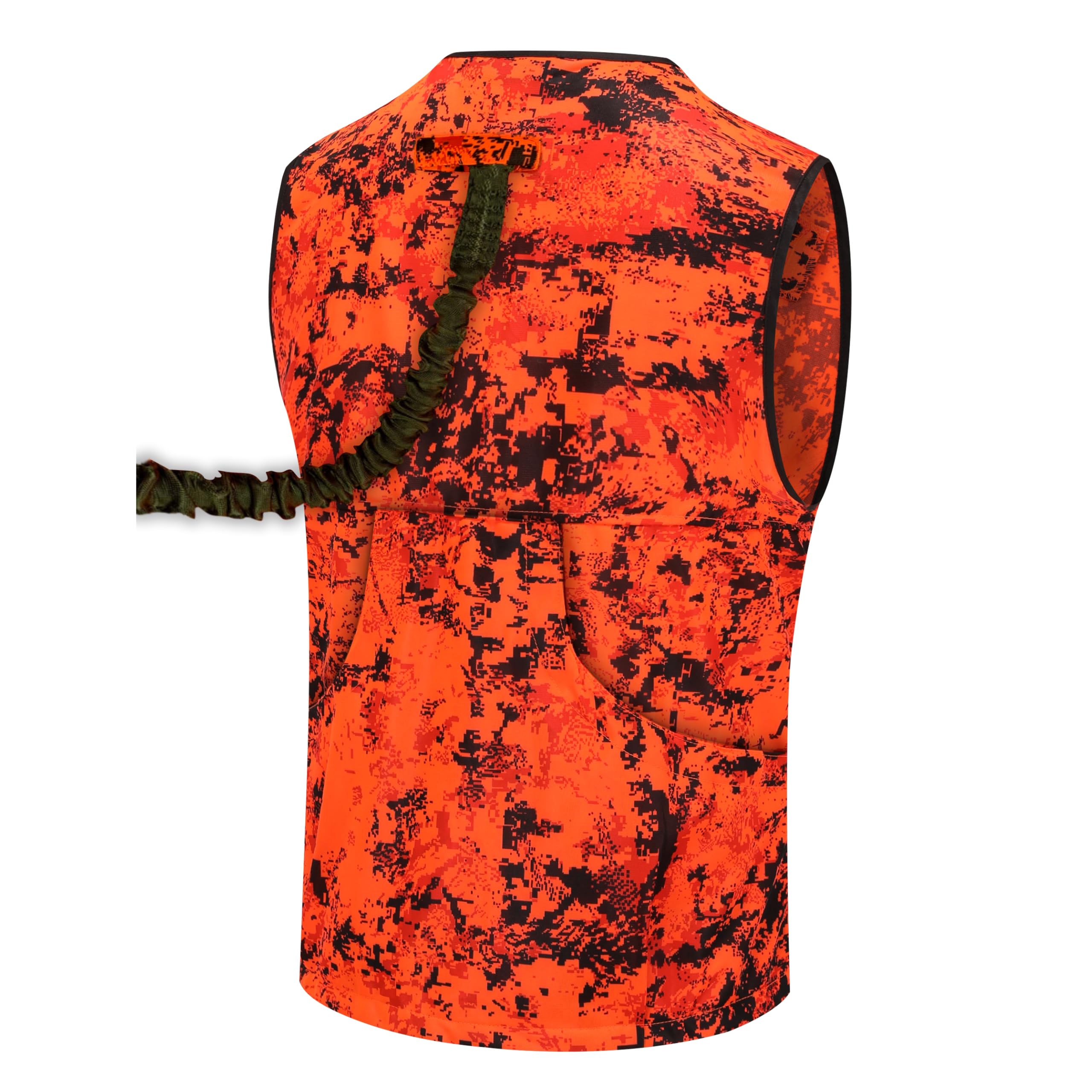 Blaze Camo Naranja Chaleco de Caza Caza Chaleco Ligero de Seguridad con Múltiples Bolsillos para Adultos Unisex