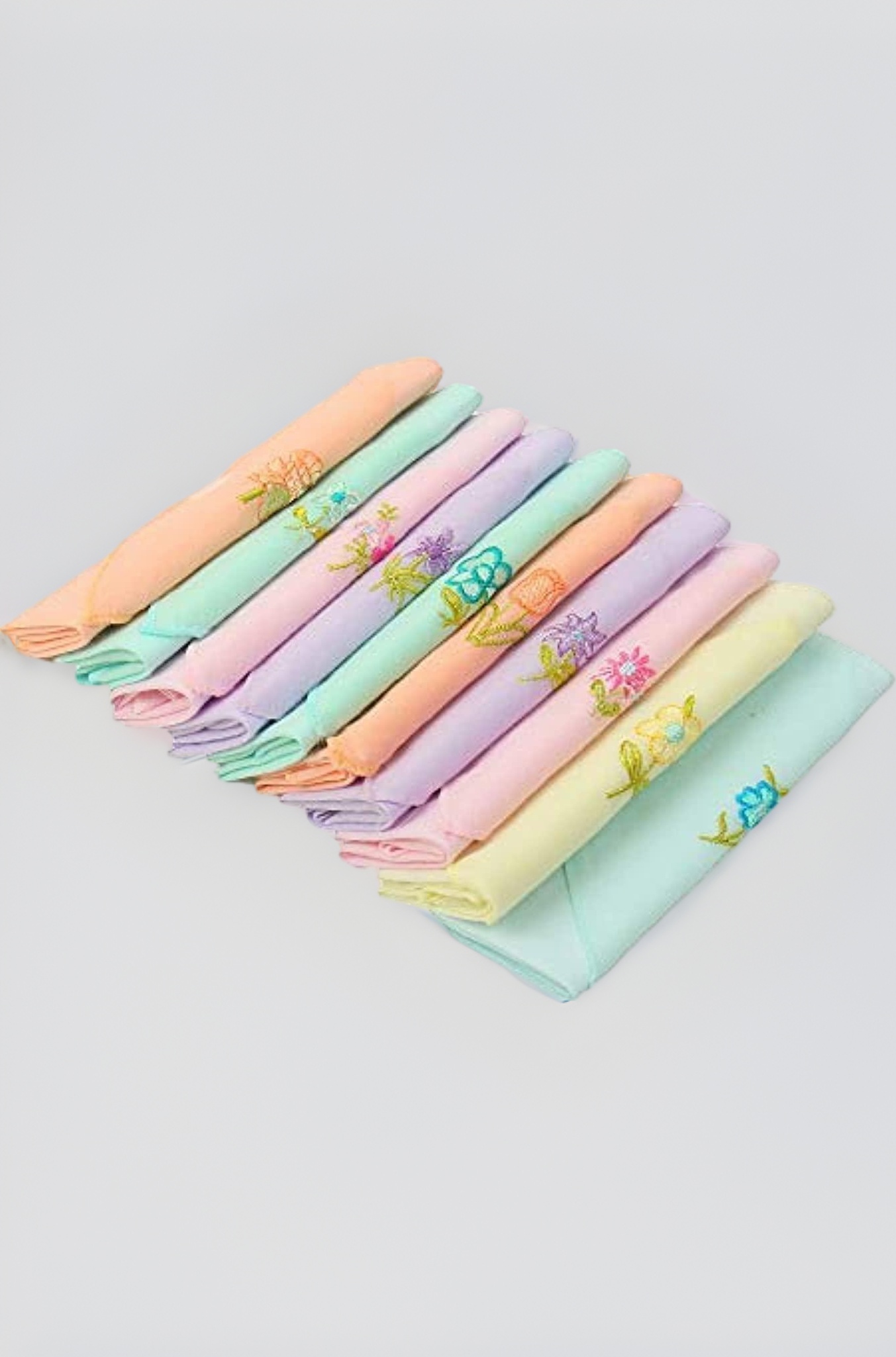 Caruso Italy Women'S Embroidered 100% Pure Cotton Handkerchief Multicolor | Hanky For Women | Pack Of 10