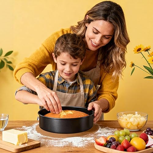 Miniatura 7 de Juego de 3 moldes para pasteles de 8 pulgadas, antiadherentes con 100 piezas de papel pergamino precortado para pasteles en capas, juegos de moldes