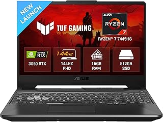 ASUS TUF A15 (2025), AMD Ryzen 7 7445HS, Gaming Laptop(RTX 3050,75W TGP,16GB DDR5(Upgradeable Upto 64GB )512GB SSD,FHD,15.6",144Hz,RGB Keyboard,48Whrs,Windows 11,Graphite Black,2.3 Kg) FA506NCG-HN199W
