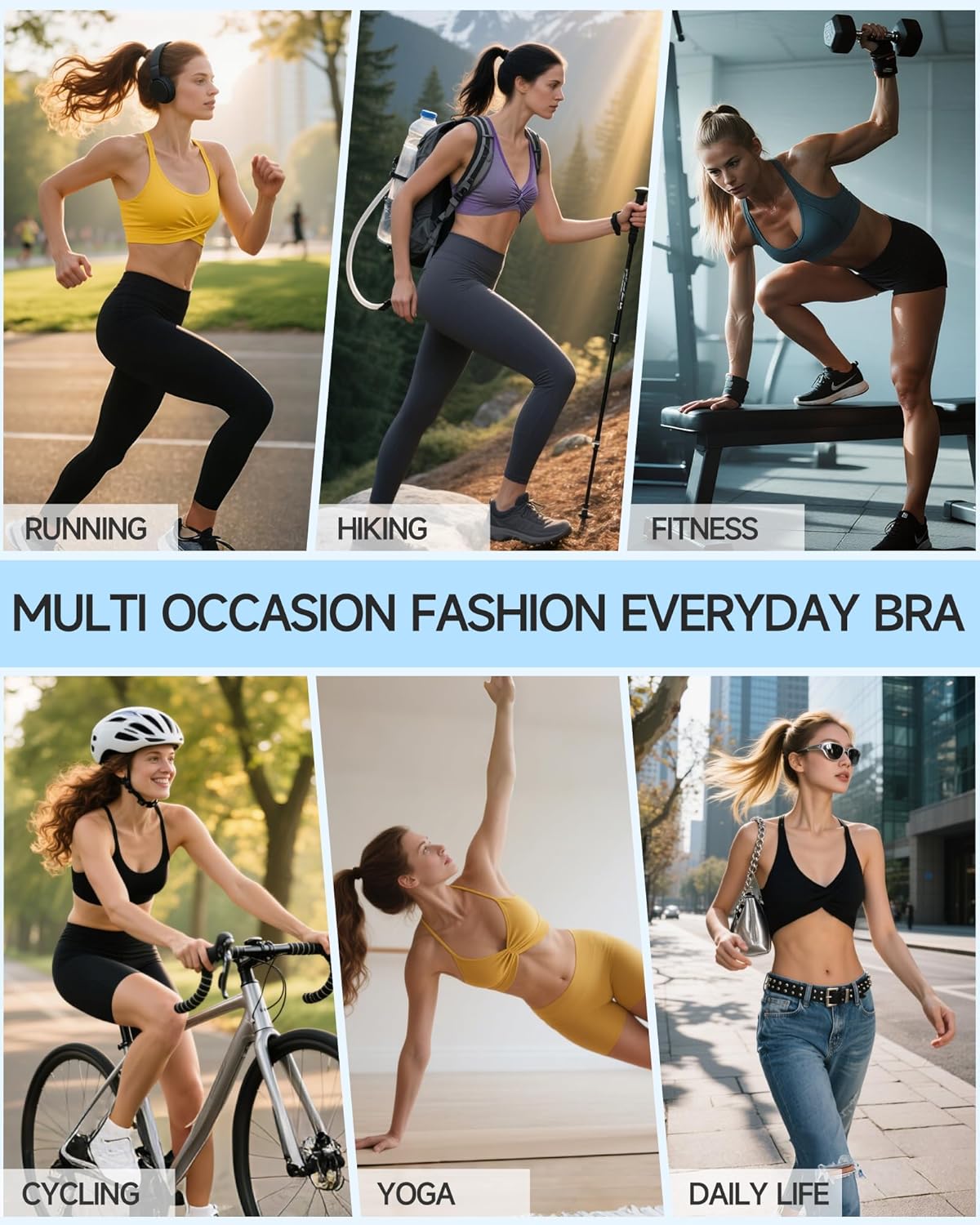 SPVISE Halter Sports Bras for Women Padded Yoga Bra Low Impact Gym Workout Bra Tank Open Back Twist Front V-Neck Everyday Bra - Image 6