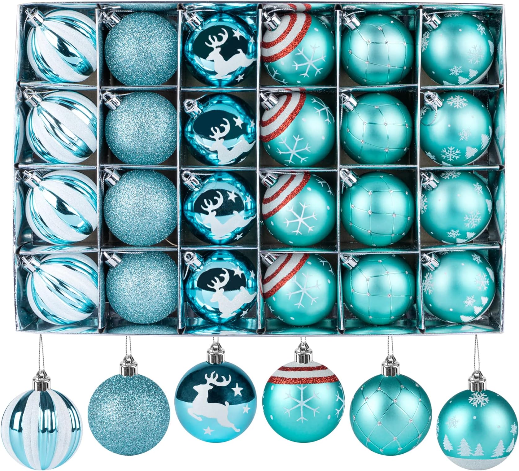 Geschenkestadl 100 Weihnachtskugel Türkis glänzend glitzernd matt