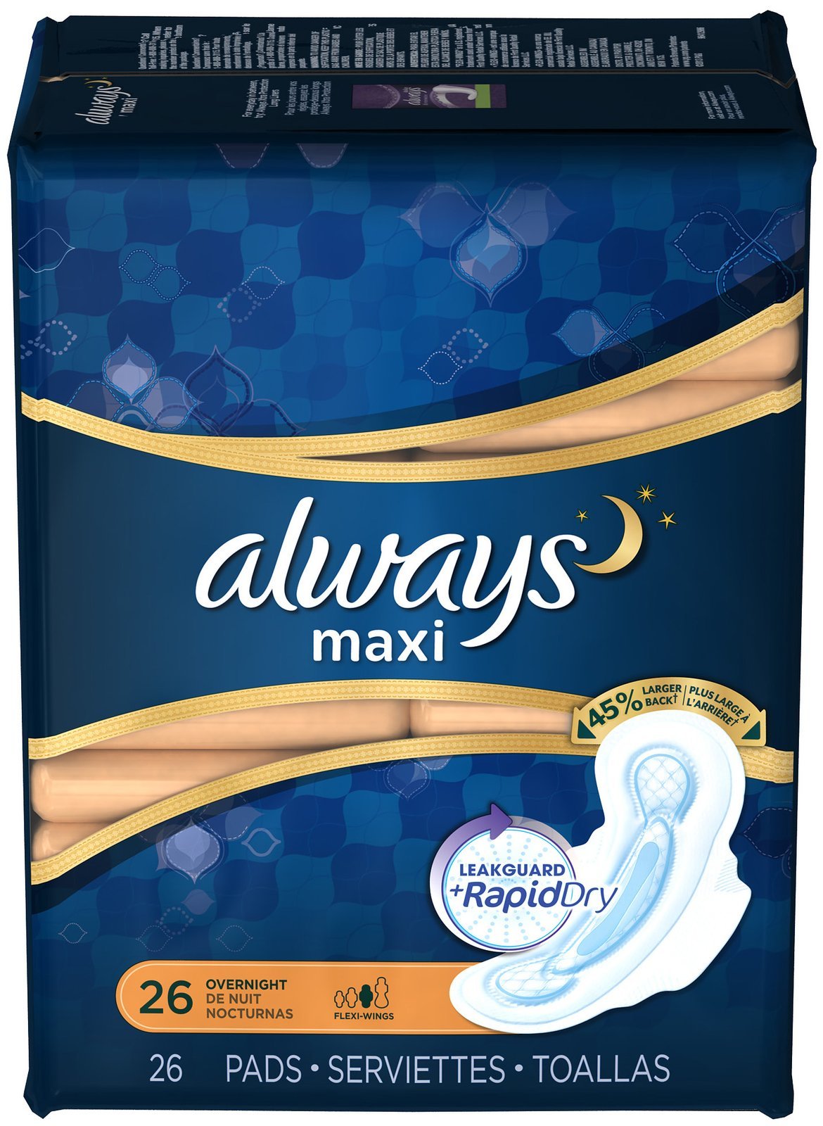 Always Pads Overnight w/Flexi-Wings, Unscented
