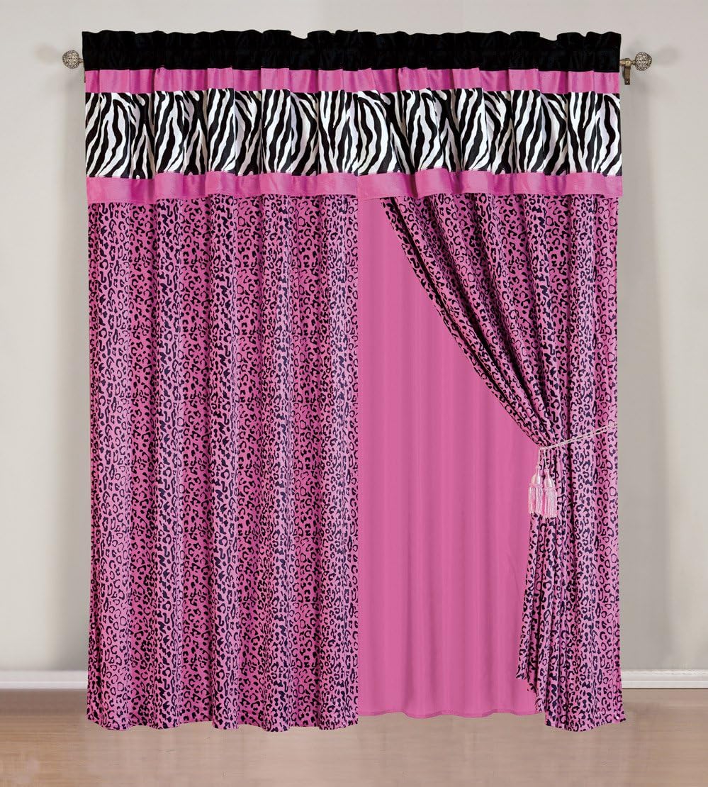 Grand Linen 5 Piece Oversize HOT Pink Black White Zebra Leopard Micro Fur Comforter Set Twin Size Bedding - Teen, Girl, Youth, Tween, Children's Room, Master Bedroom, Guest Room