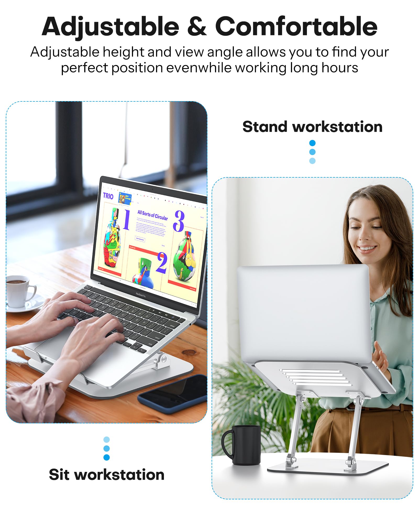 OMOTON Supporto per laptop da scrivania, supporto per computer compatibile tutti i laptop (10-17")