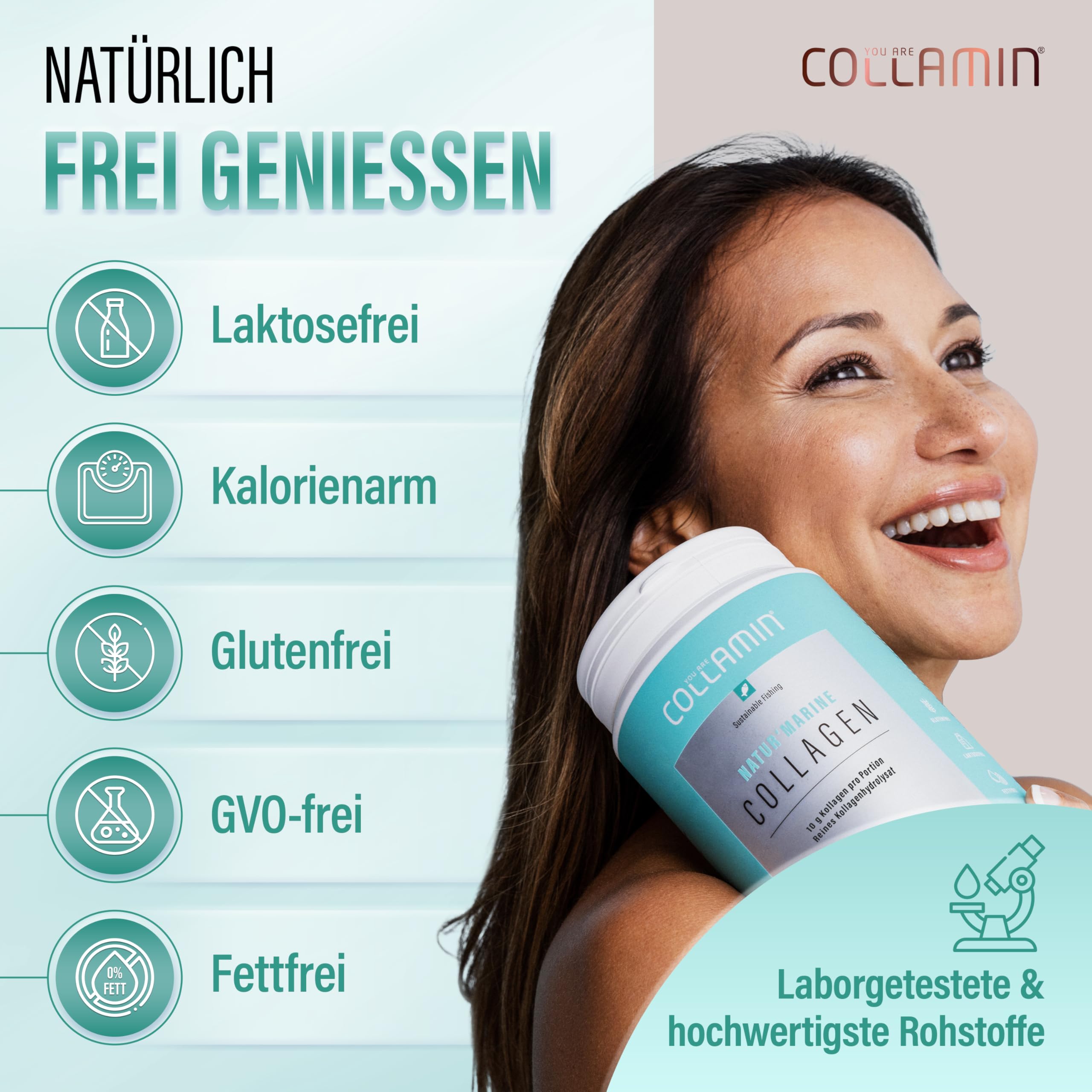 Natur'Marine Collagen Pulver - 310g I Reines Kollagen Pulver - Gute Löslichkeit I 100% Kollagenhydrolysat (Fisch) ohne Zusatzstoffe & Nachgeschmack I Meereskollagen - Made in Switzerland