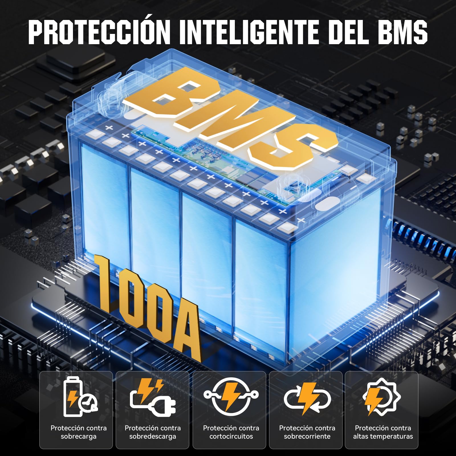 12V 100Ah Bateria Lifepo4, Batería de Litio con BMS de 100A y Protección Contra Bajas Temperaturas, 18000 Ciclos, Baterías de 1280Wh Para Autocaravanas, Caravanas, Barcos y Placas Solares