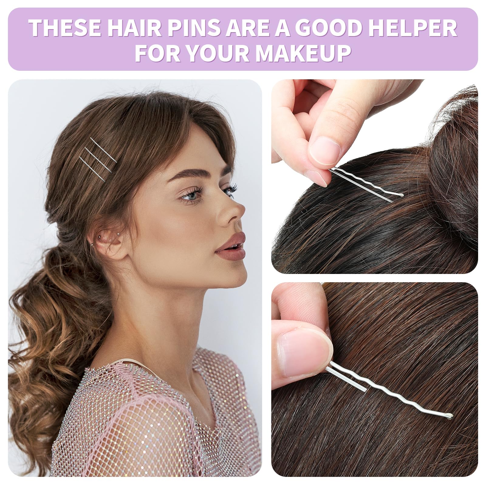 Mia Klein Horquillas para el pelo de 2 pulgadas, 60 piezas de pinzas para el cabello para niños, niñas y mujeres, seguras y fáciles para todo tipo de cabello, con diseño de puntas de bola, accesorios