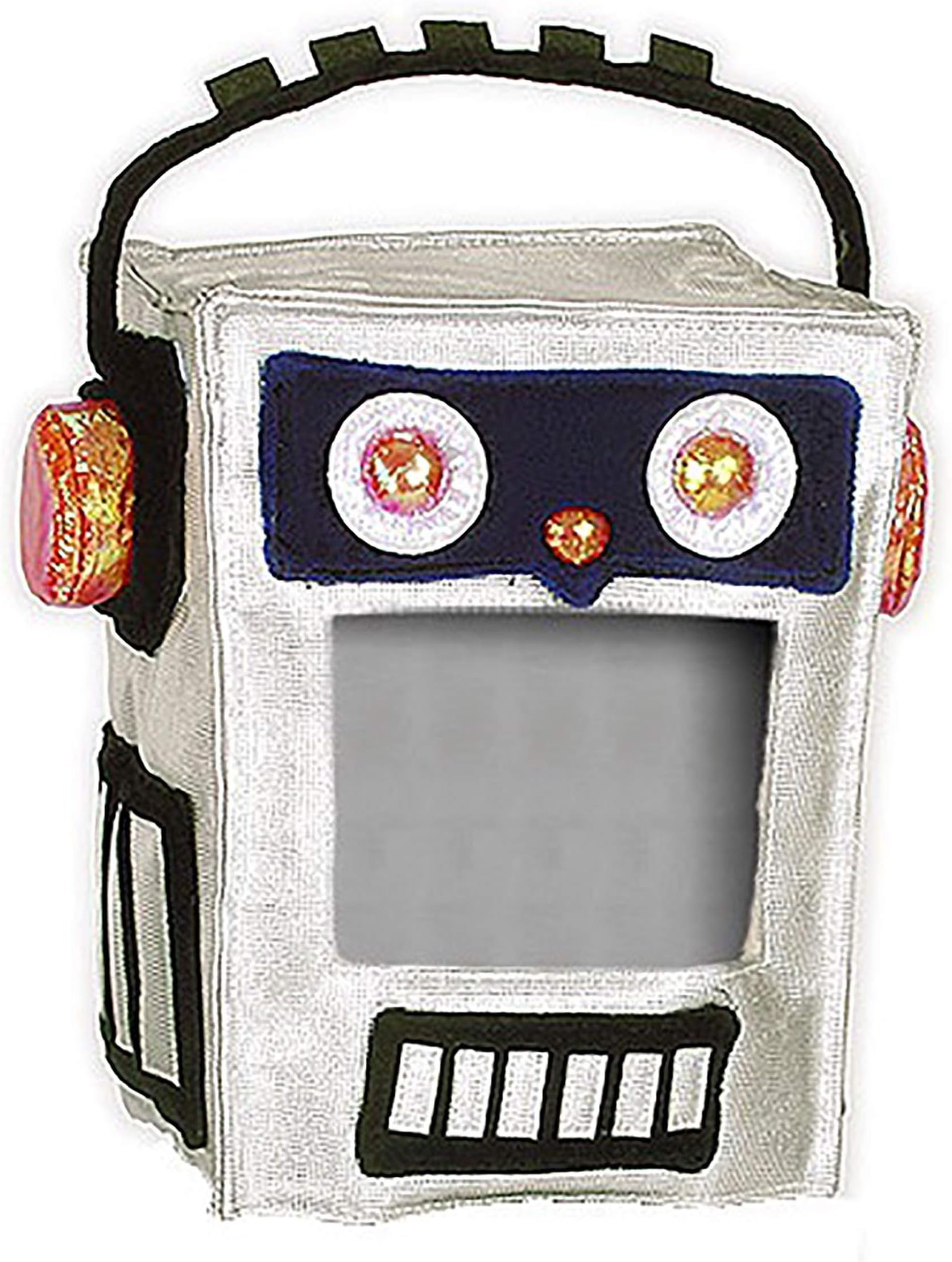 Robot Costume Mask Hat - Vinyl Exterior with Hidden Pocket and Felt Antenna