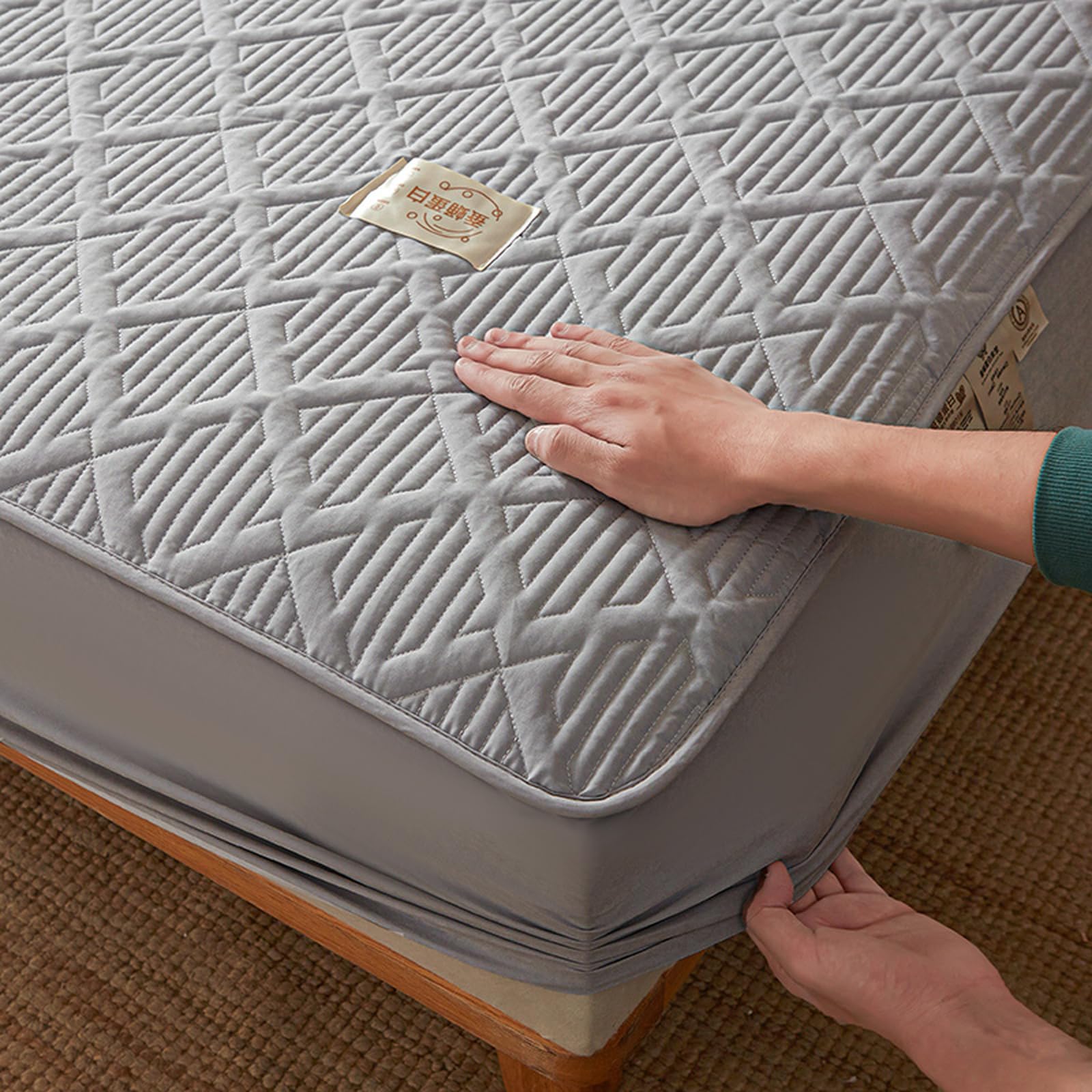 Spannbettlaken 180x200 Khaki Baumwolle Großes Doppelbett