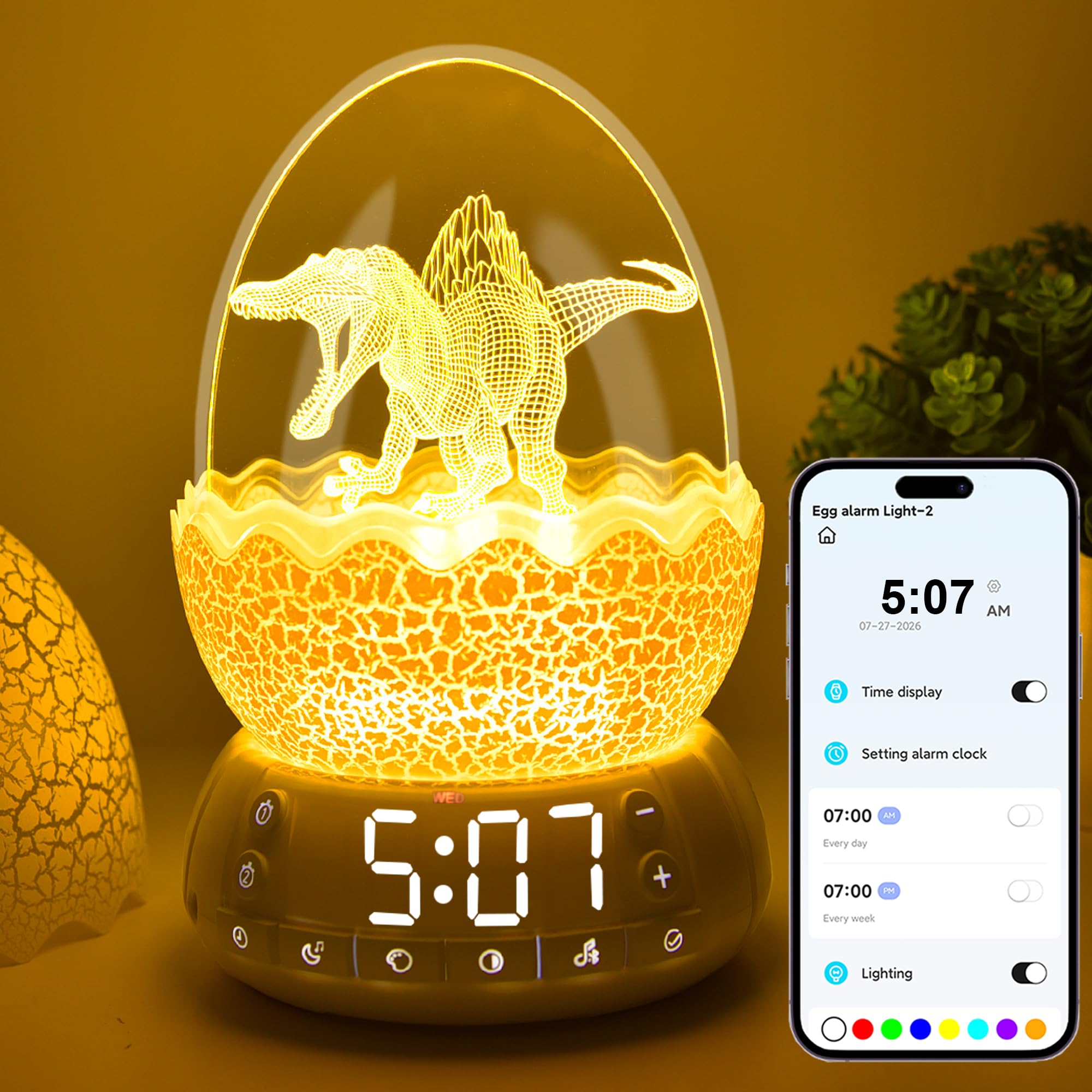 Amazon.com: MTDYHY APP Control Dinosaur Egg Alarm Clock/Glowing Amazon.com: MTDYHY APP Control Dinosaur Egg Alarm Clock/Glowing