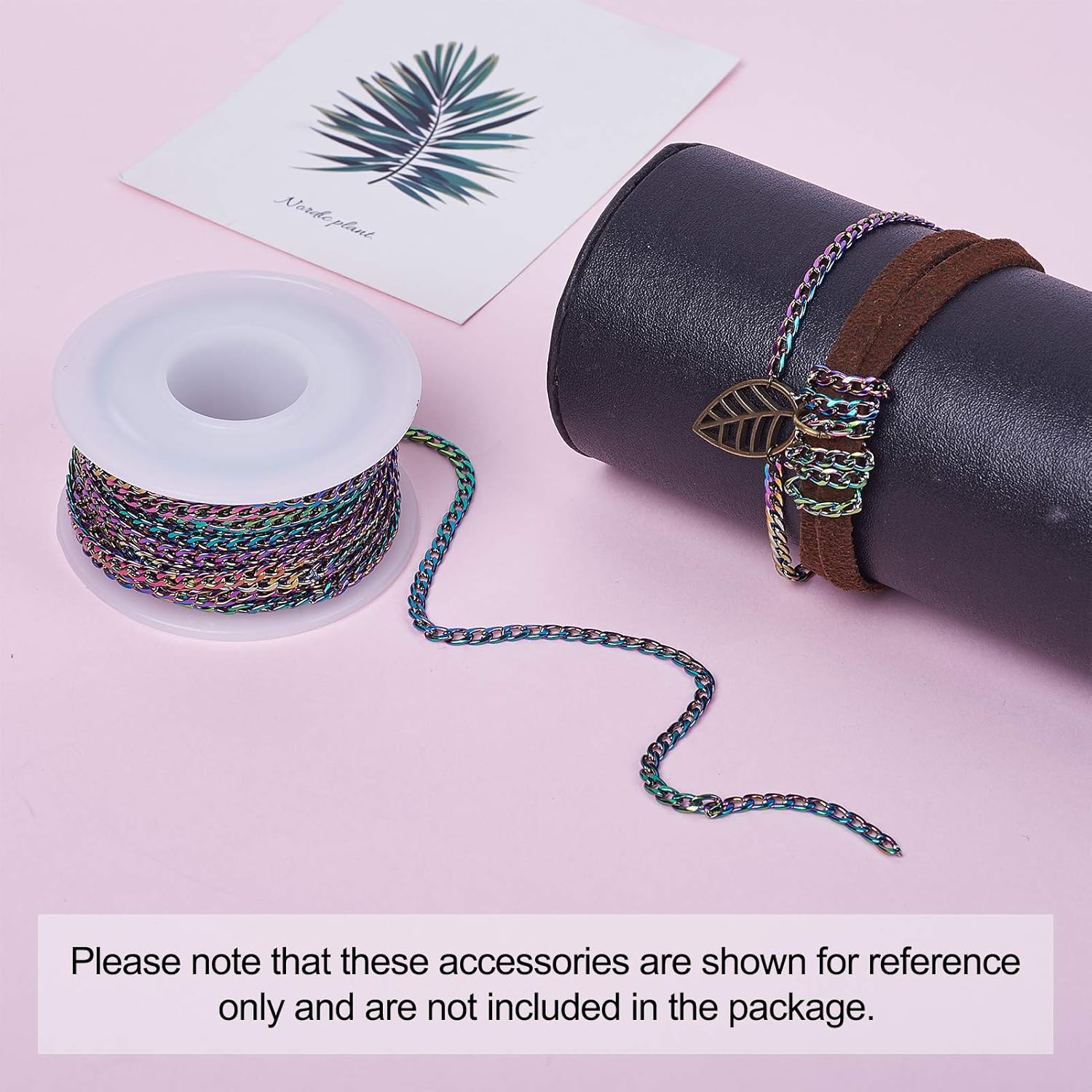 Pandahall 16.4 Feet 304 Stainless Steel Rainbow Curb Chains Multicolor Metal Chains Unwelded Twisted Cable Chain with Spool for DIY Necklace Bracelet Jewelry Making - Image 5