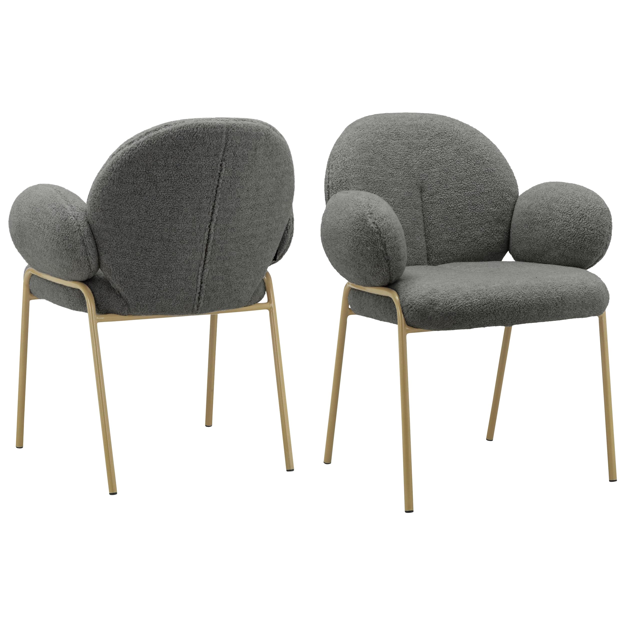 Dorel Dining Chair - Teddy Fabric - Dark Grey - Set of 2