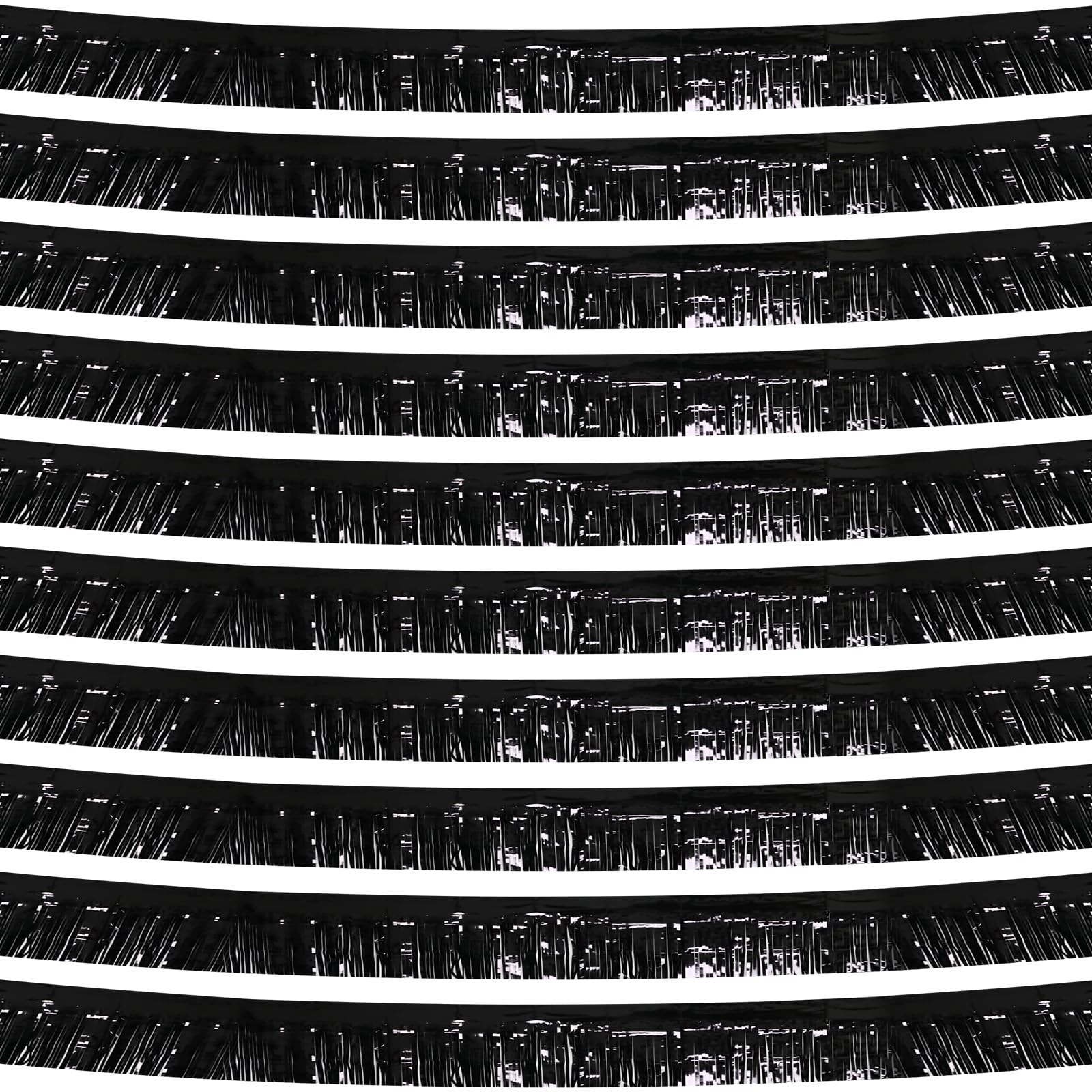 10 Pack 10 Feet Black Fringe Garland Foil Fringe Garland Metallic Tinsel Streamers Fringe Backdrop Banner for Parade Floats Birthday Party Decorations Halloween Christmas Decoration (Black)