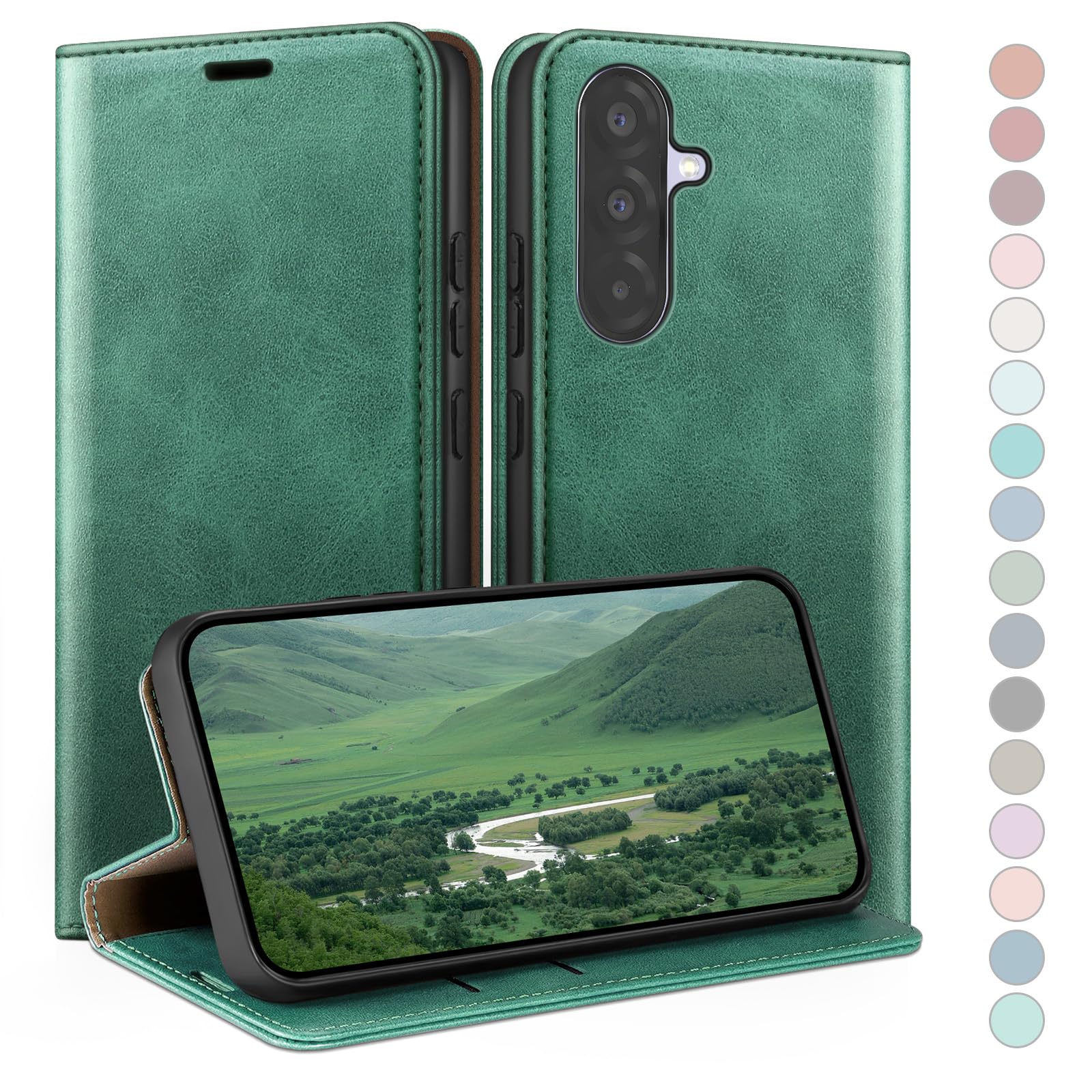 Funda para Samsung Galaxy A56 estuche de cuero antichoque con tarjetero 7