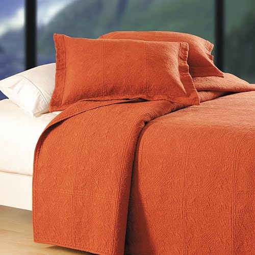 Miniatura 1 de C&F Home Terra Cotta FullQueen - Colcha de Matelassé liso, ligera, 100% algodón, lavable a máquina, reversible, tamaño matrimonialqueen, terracota