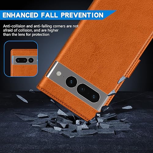 Miniatura 7 de ZZXX Funda tipo cartera para Google Pixel 7 Pro con bloqueo RFID, ranura para tarjetas, función atril, cierre magnético, funda protectora de cuero