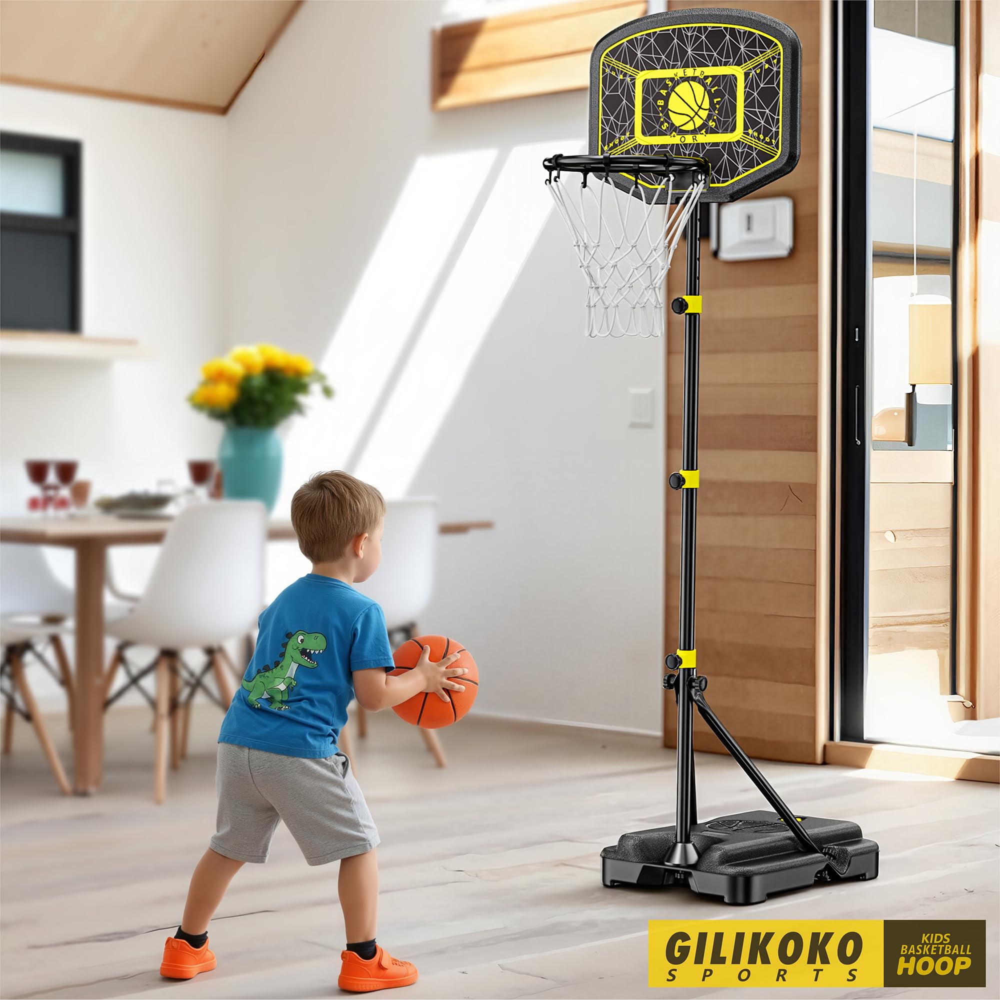 Canasta Baloncesto para Niños Canastas Baloncesto Infantiles Exterior Juego Portátil de Soporte de Baloncesto Ajustable en Altura 110-190cm