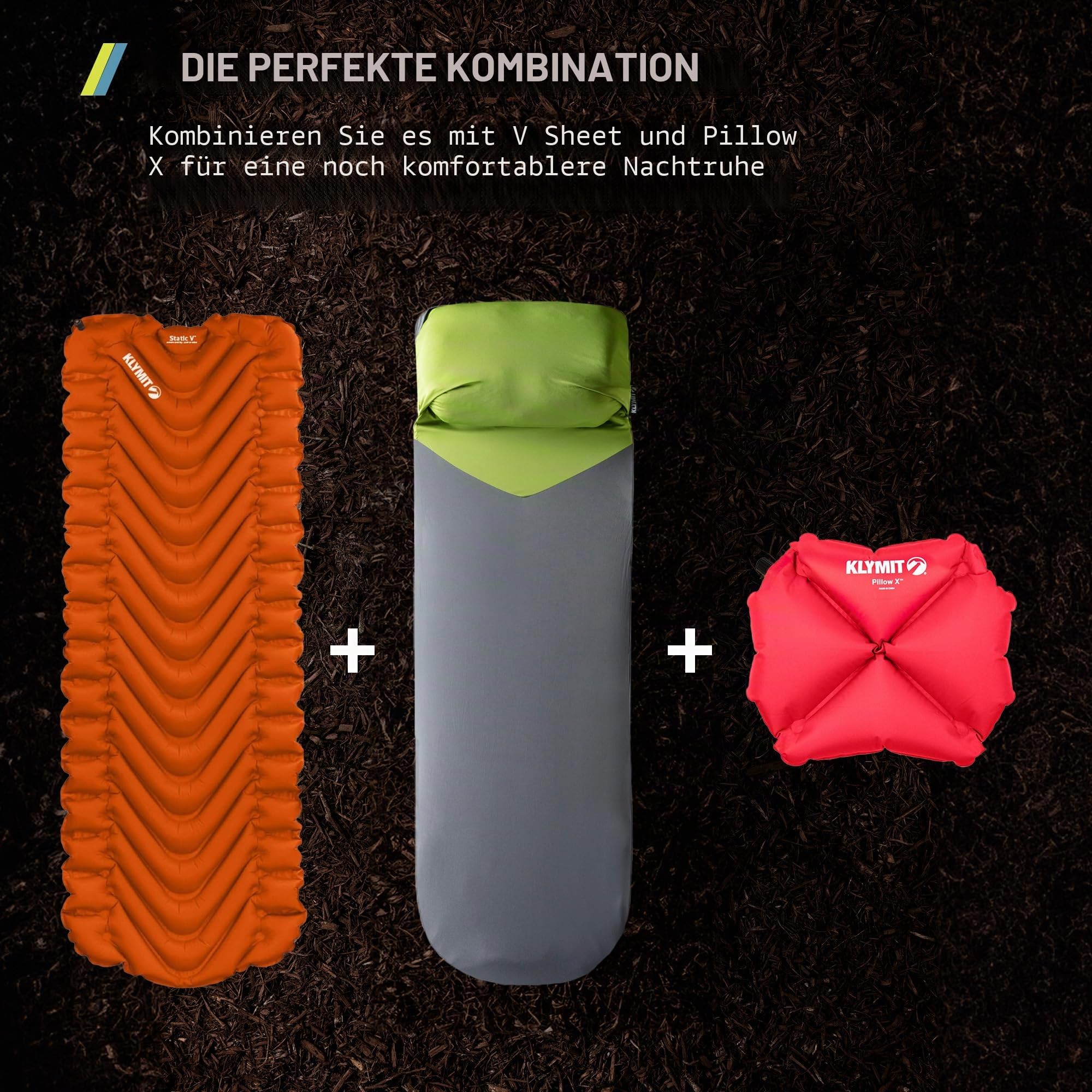 Klymit Static V Camping Isomatte, leicht, 6,3 cm dick, Beste Isomatten für Rucksackreisen, Wandern, Luftmatratze, aufblasbar, kompakt, patentierte Camp-Schlafunterlage