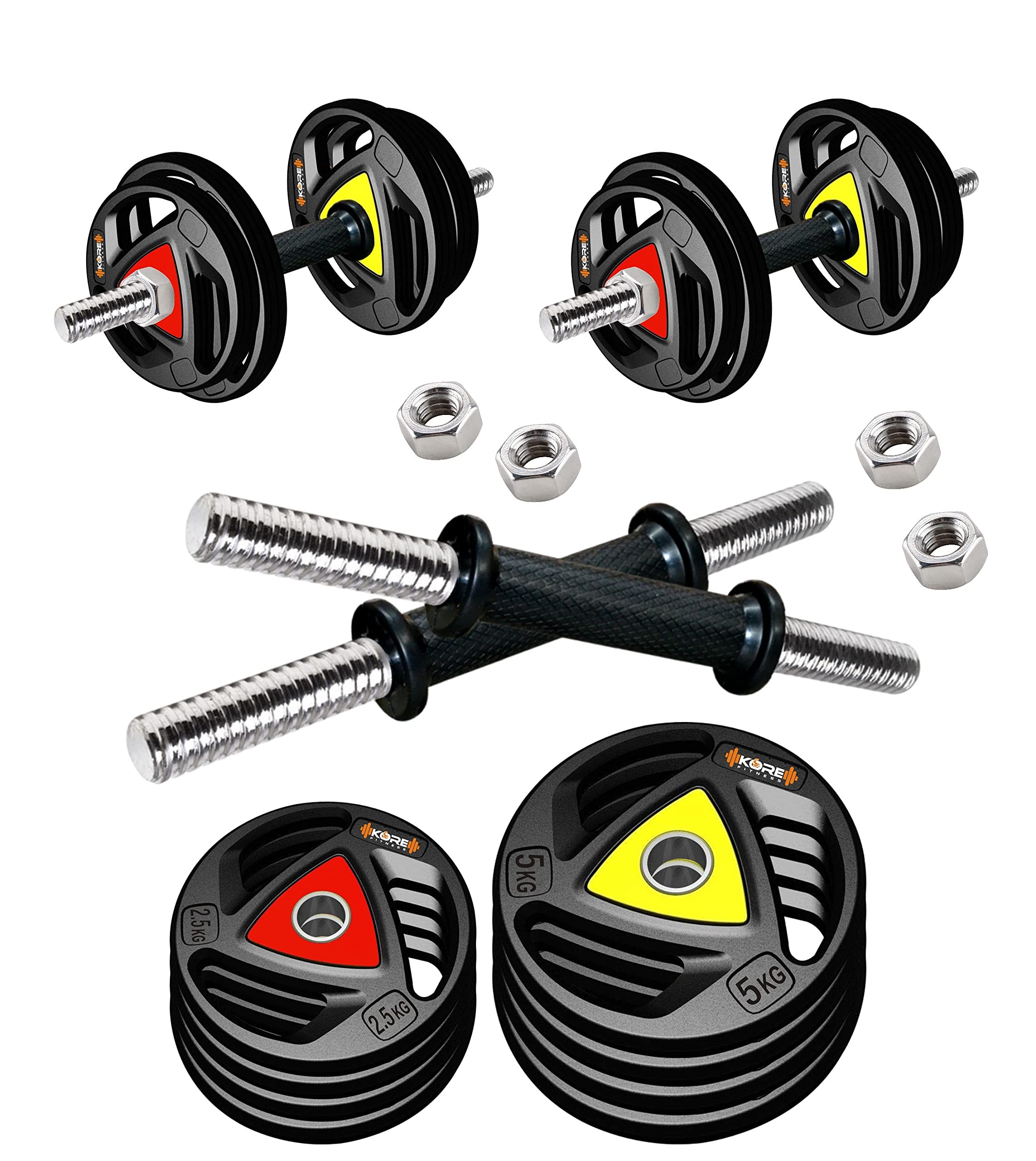 Kore Professional Metal Integrated Rubber Plates DM-30KG (2.5 KG x 4 = 10 KG + 5 KG x 4 = 20 KG) Combo 16 Dumbbells Set, Multicolor (B0929KBK3H) Amazon Price History, Amazon Price Tracker