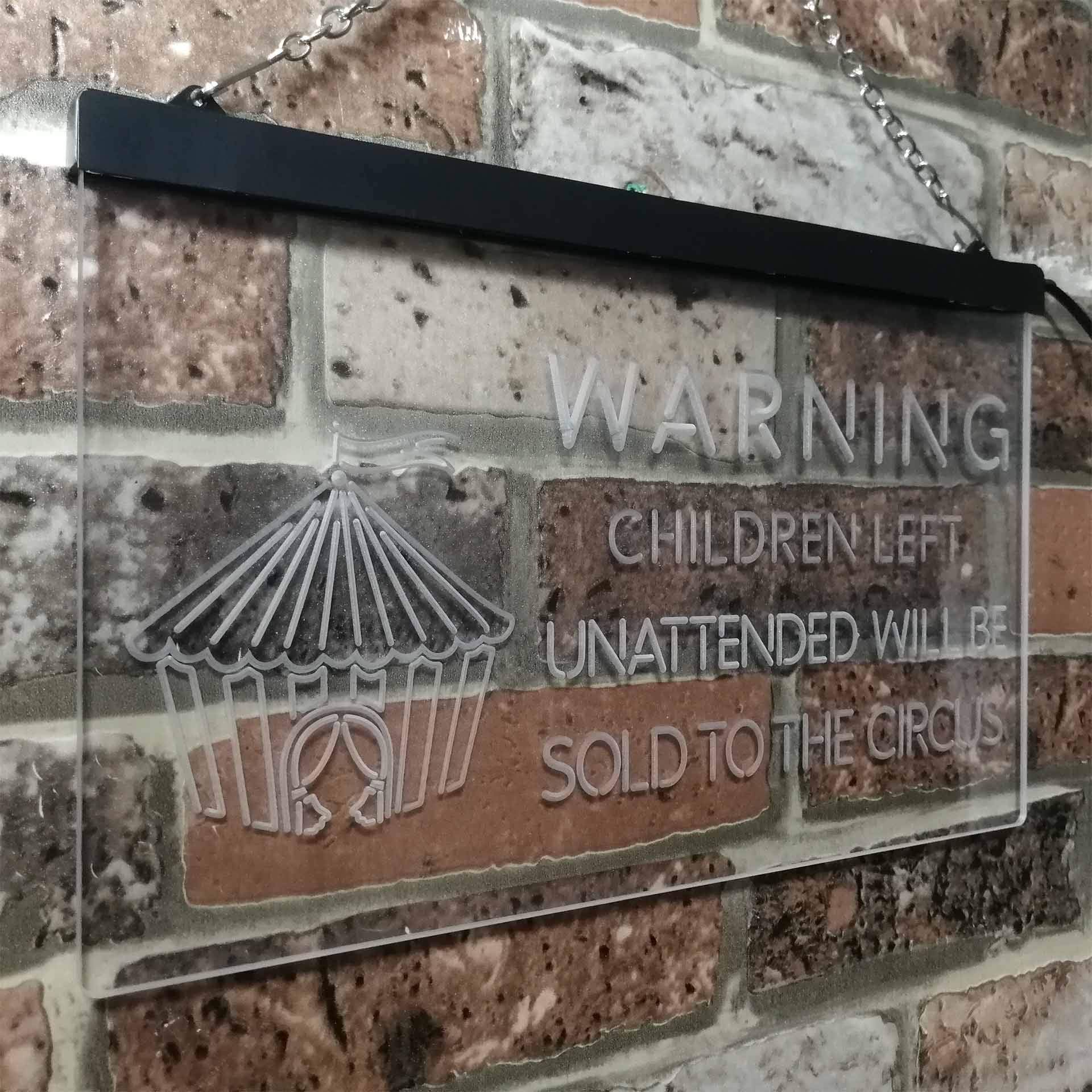 ADVPRO Children Left Unattended Sold to Circus Warning Dual Color LED Enseigne Lumineuse Neon Sign Vert et Rouge 600 x 400mm st6s64-i3421-gr