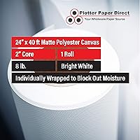 Vista 2 de Plotter Paper Direct Rollo de lona de poliéster blanco brillante mate de 24 pulgadas x 40 pies, 15 mil / 8 oz / 280 g/m² para impresora de gran
