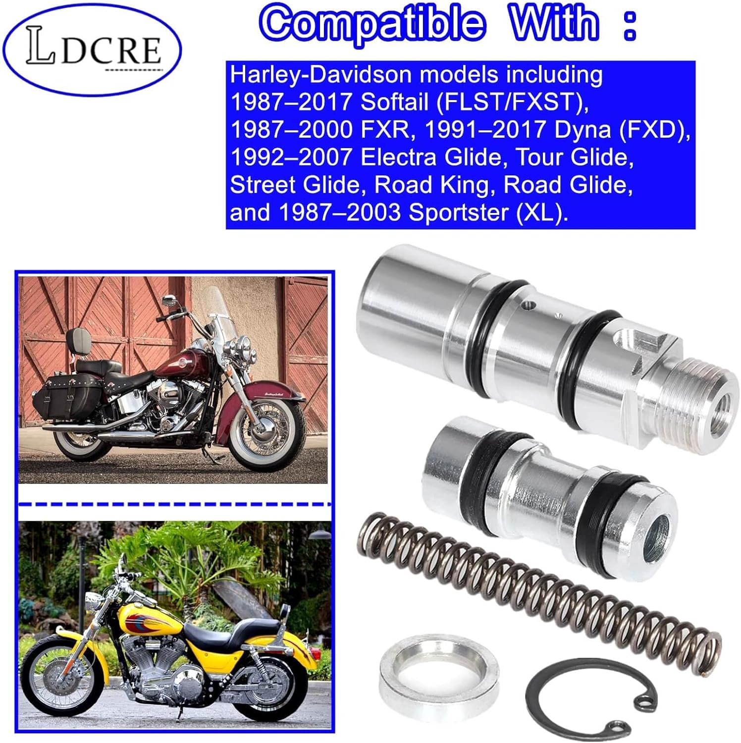 Rear Brake Master Cylinder Rebuild Kit 42382-87, Compatible with 1987-2017 Softail, 1987-2000 FXR,1991-2017 Dyna,1992-2007 Electra Glide/Tour Glide/Street Glide/Road Glide/Road King,42382-87,DS-195059