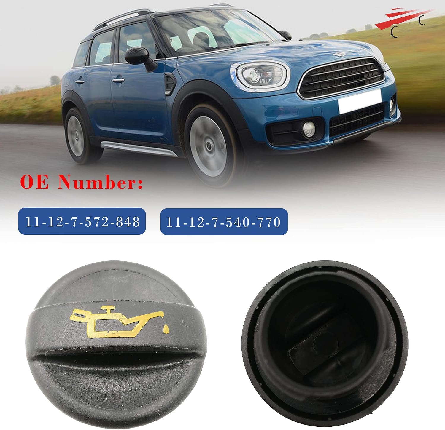 OKAY MOTOR 11127572848 N14 Engine Oil Filler Cap for 2007-2012 Mini Cooper S 1.6L R55 R56 R57 11-12-7-572-848 11 12 7 572 848