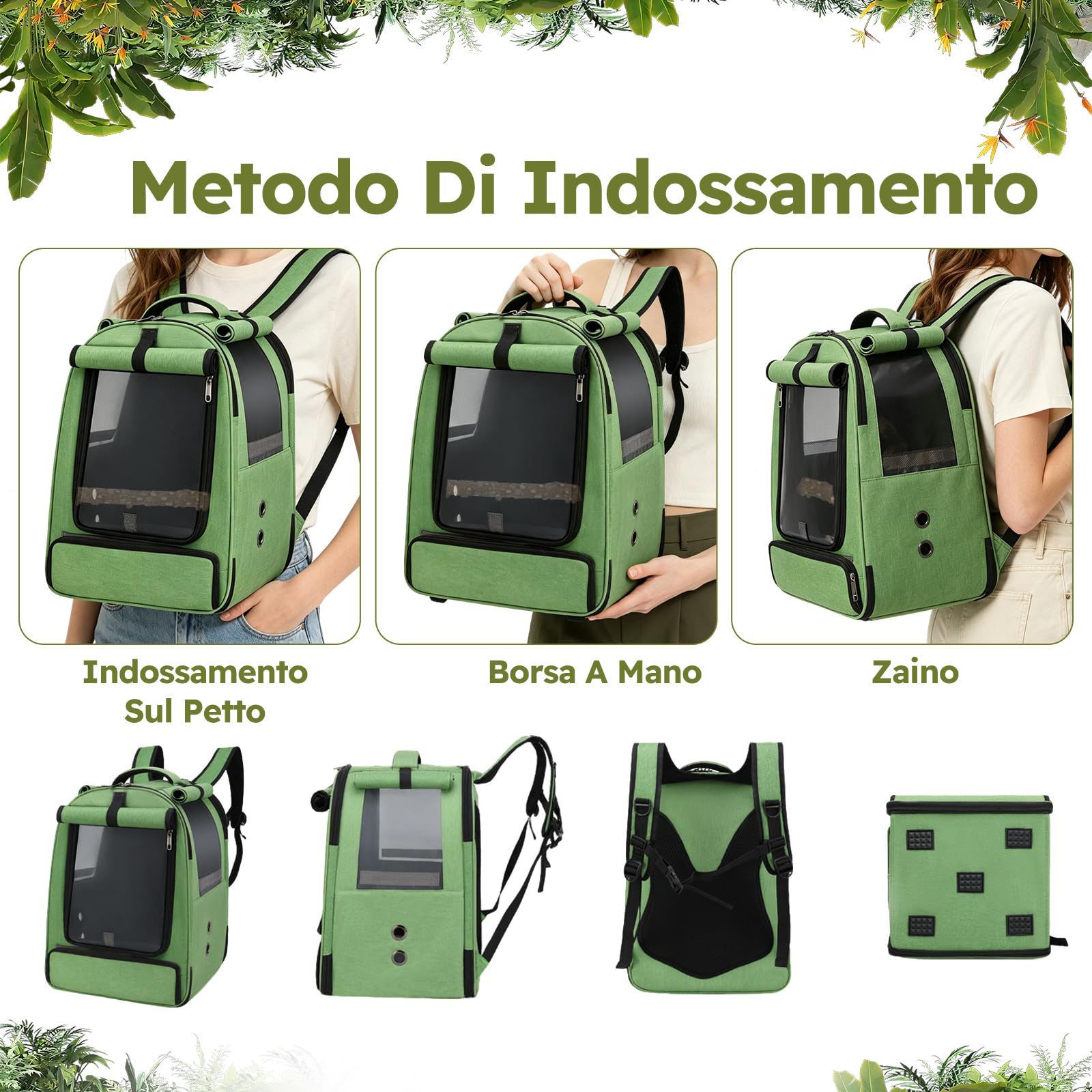 PETCUTE Zaino da Trasporto Uccelli,Borsa per Uccelli Pieghevole con Distributore di Cibo e Asta,Leggero,Borsa da Viaggio Portatile per Pappagalli,per Viaggi,Escursioni, Campeggio,Blu