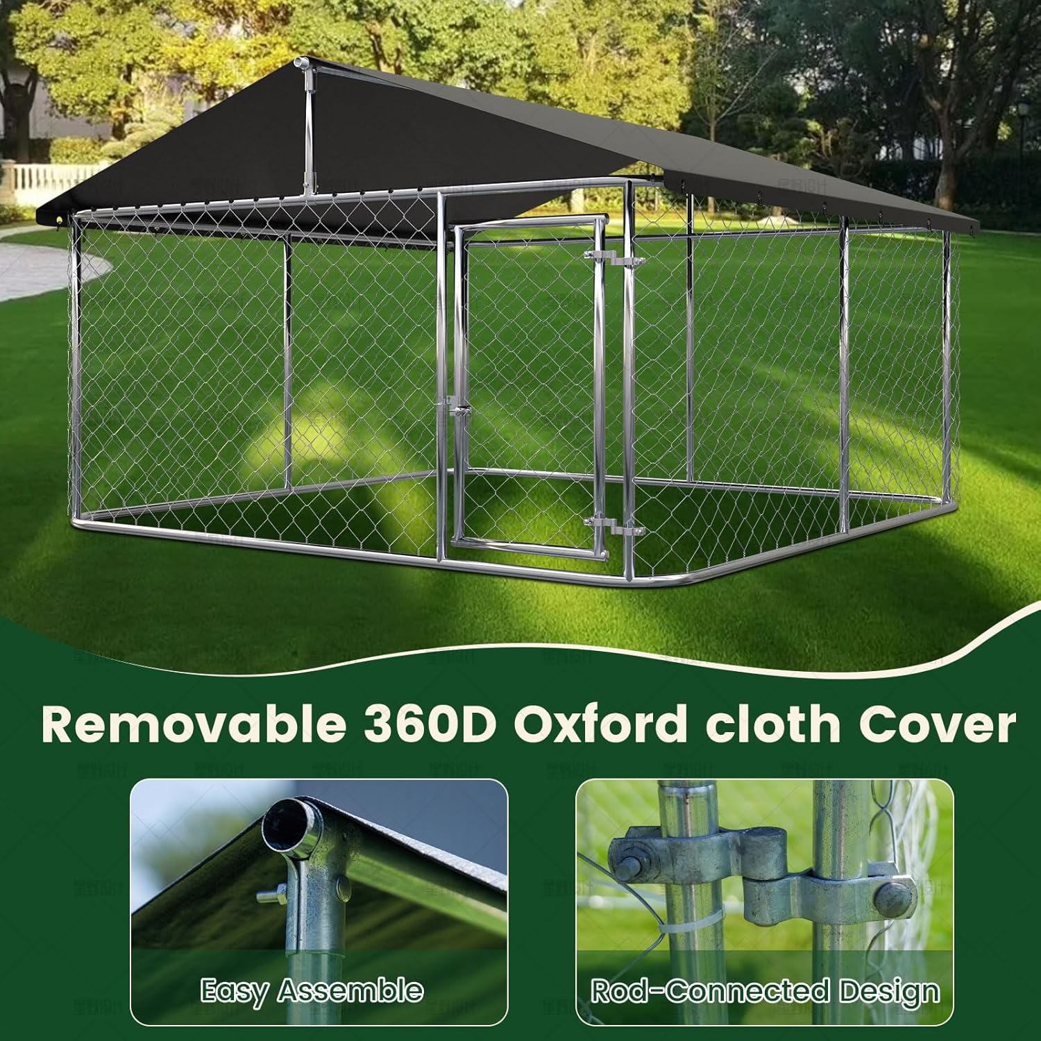 Petony Large Outdoor Dog Enclosure Heavy Duty Dog Kennel House Mesh Dog Big Cage Pet Kennel Steel Fence with Secure Lock (78”x 78”)