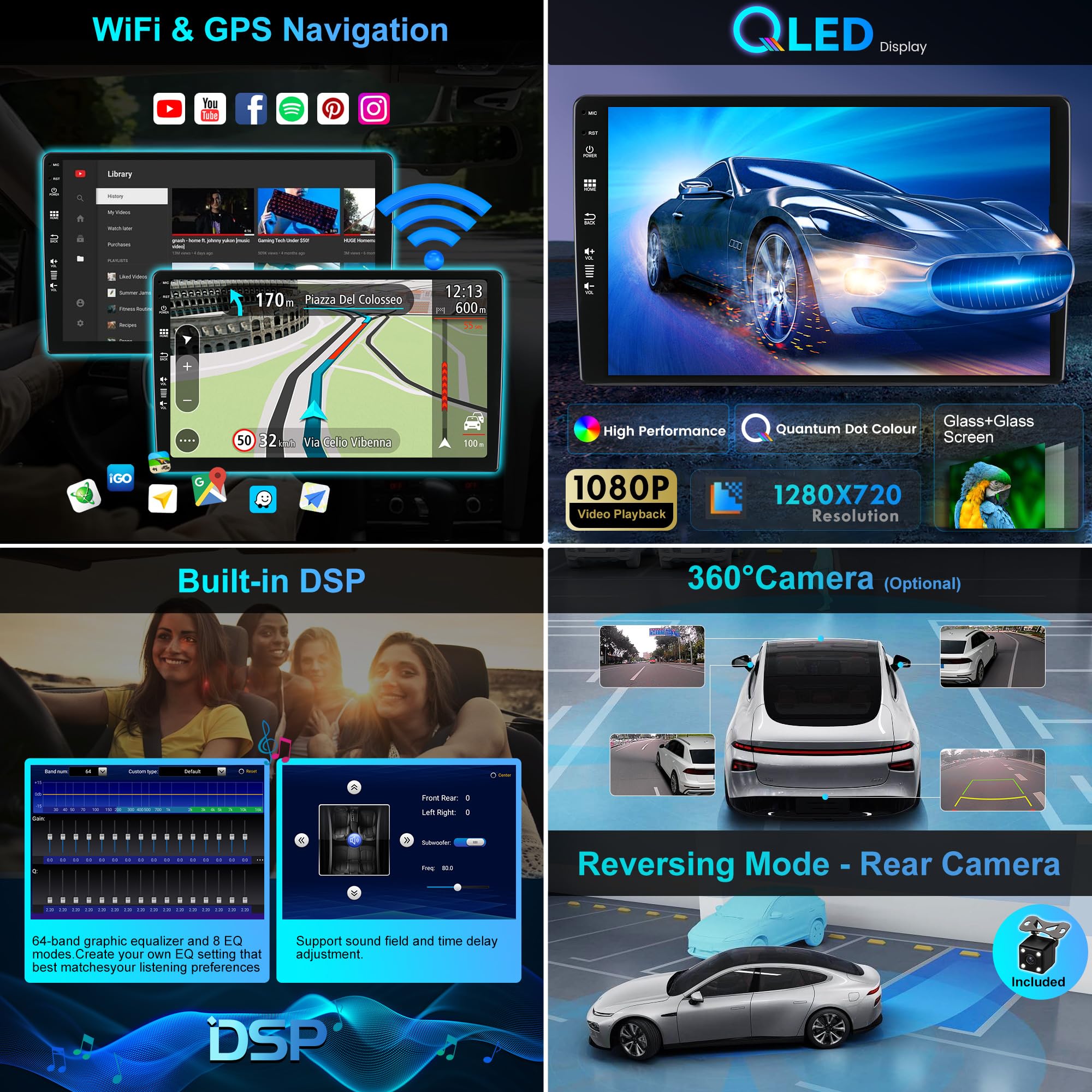 [Eingebaut 4G DAB] - 6G+128G - Android 14 Autoradio für Audi A3 8P 8PA S3 RS3 (2003-2013) - Kabellos Carplay/Android Auto - Kamera + MIC - IPS 9 Zoll 2 Din - SWC Fast-Boot 360-CAM HDMI DSP