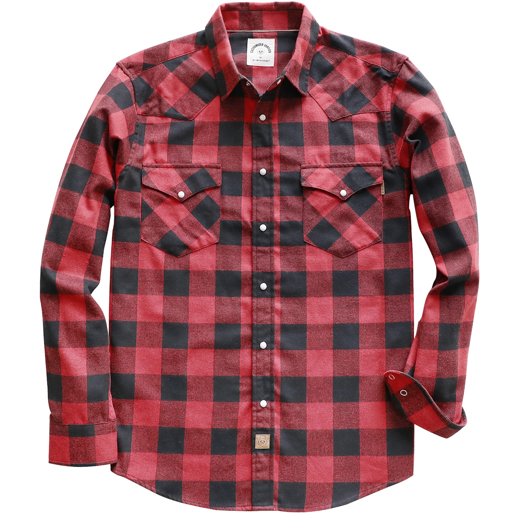 DubinikMen's Flannel Shirt Men's Checked Western Cowboy Vintage Long Sleeve Poppers Cotton Casual Shirts