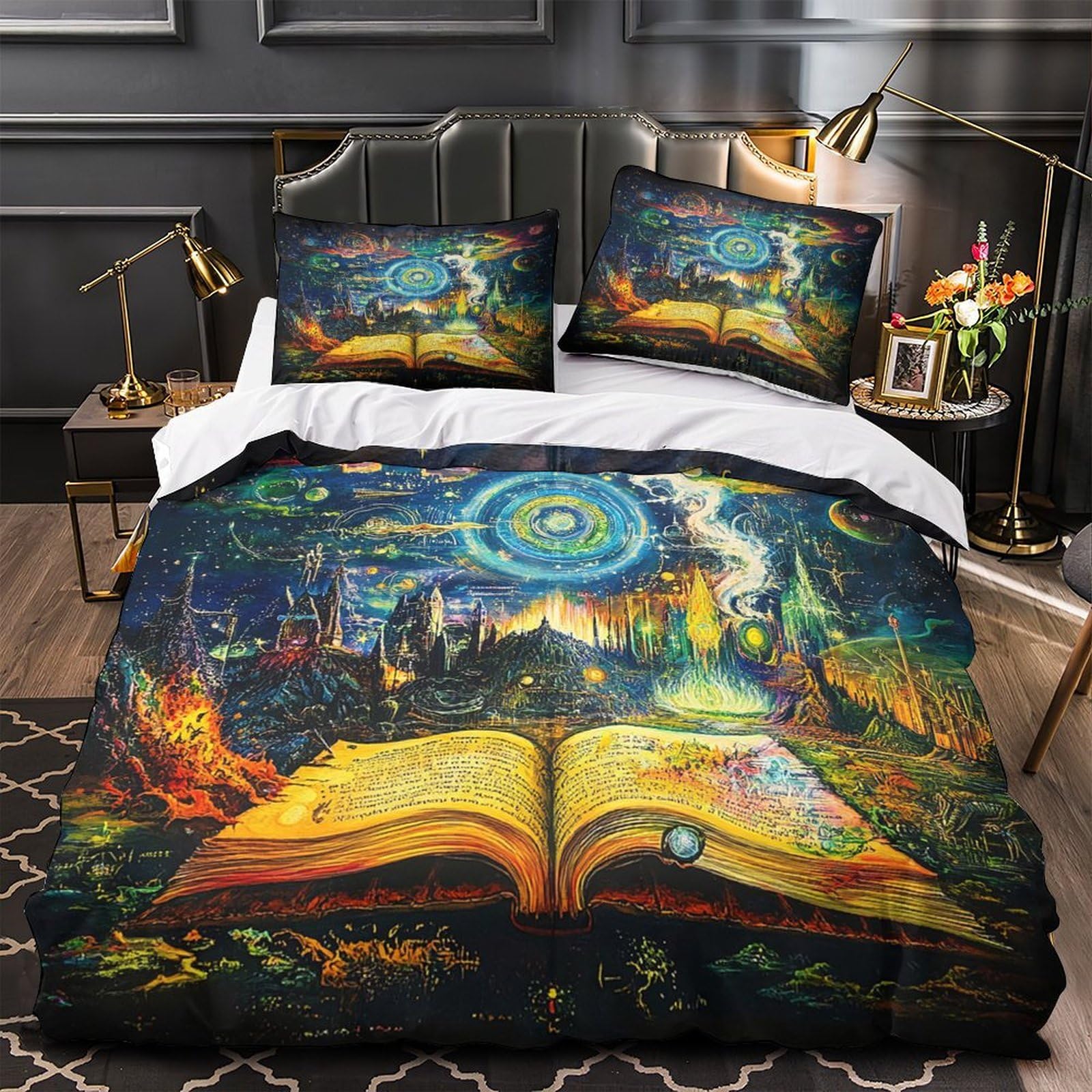 Housse de couette 3D nébuleuse cosmique lit king anti-allergène