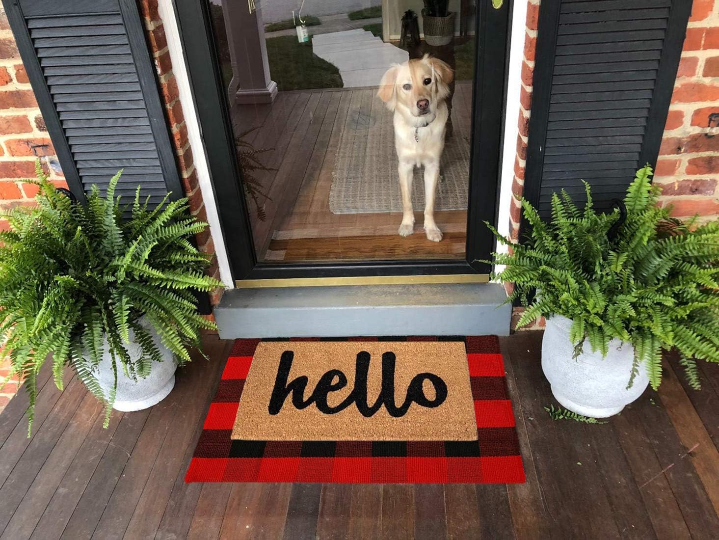 Ukeler Buffalo Check Rug 2'×3'- Machine Washable Buffalo Plaid Outdoor Doormat, Buffalo Plaid Rug for Front Porch/Kitchen/Sink/Bathroom