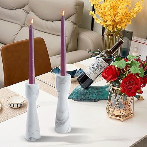 Miniatura 4 de Juego de 2 portavelas de mármol para decoración del hogar, regalos, centro de mesa, centro de mesa, candelabros cónicos, soportes para mesa, mantel