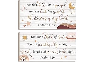 2 Pcs Cute Wood Nursery Wall Decor for Baby Girl Room Decor