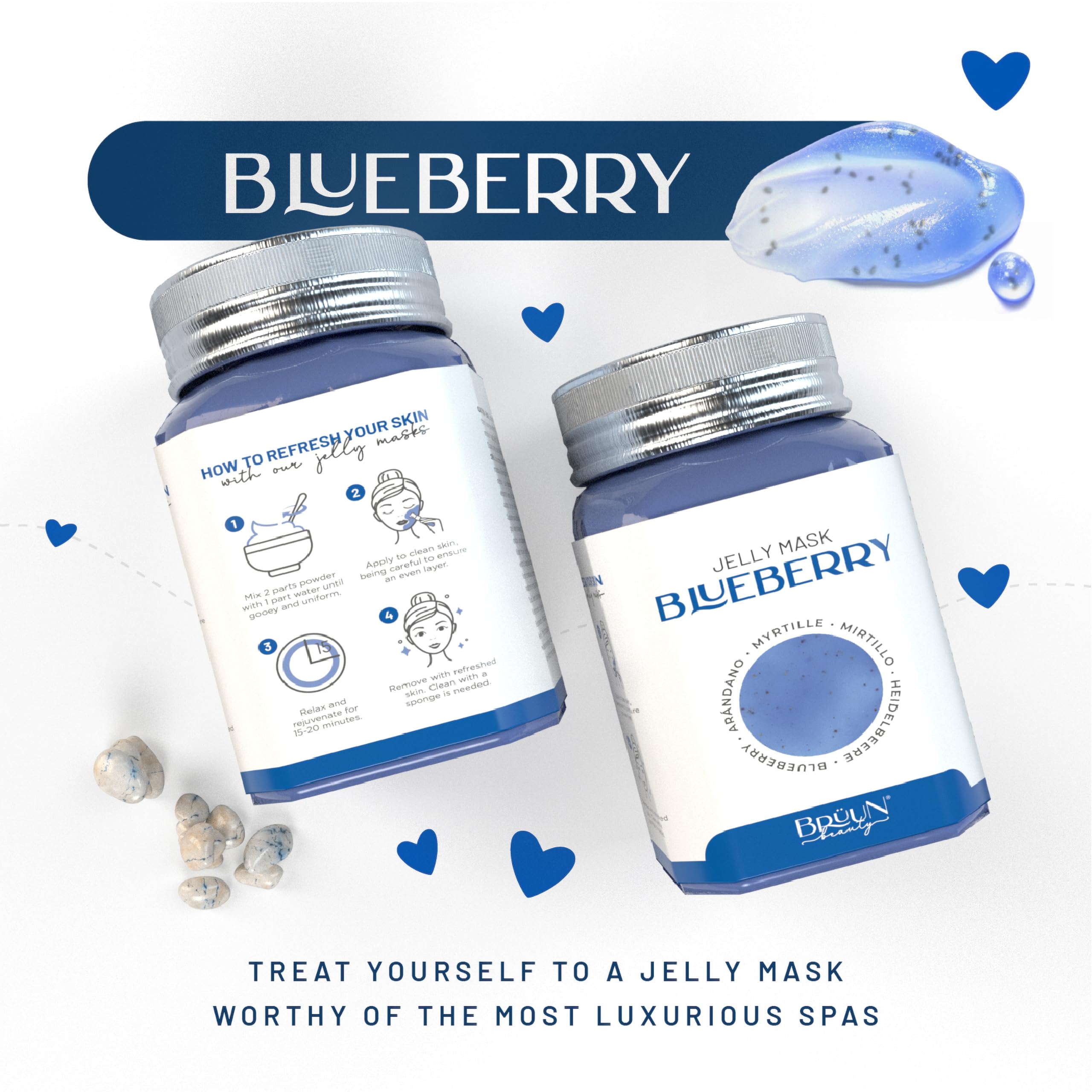 BRÜUN – Peel-Off-Jelly-Maske, Premium-Qualität, modellierendes Blueberry Burst Jar-Maskenpulver für Gesichtsmaske, ideal für Kosmetikerinnen, Spa-Hautpflege, Hydro-Gesichtsmaske