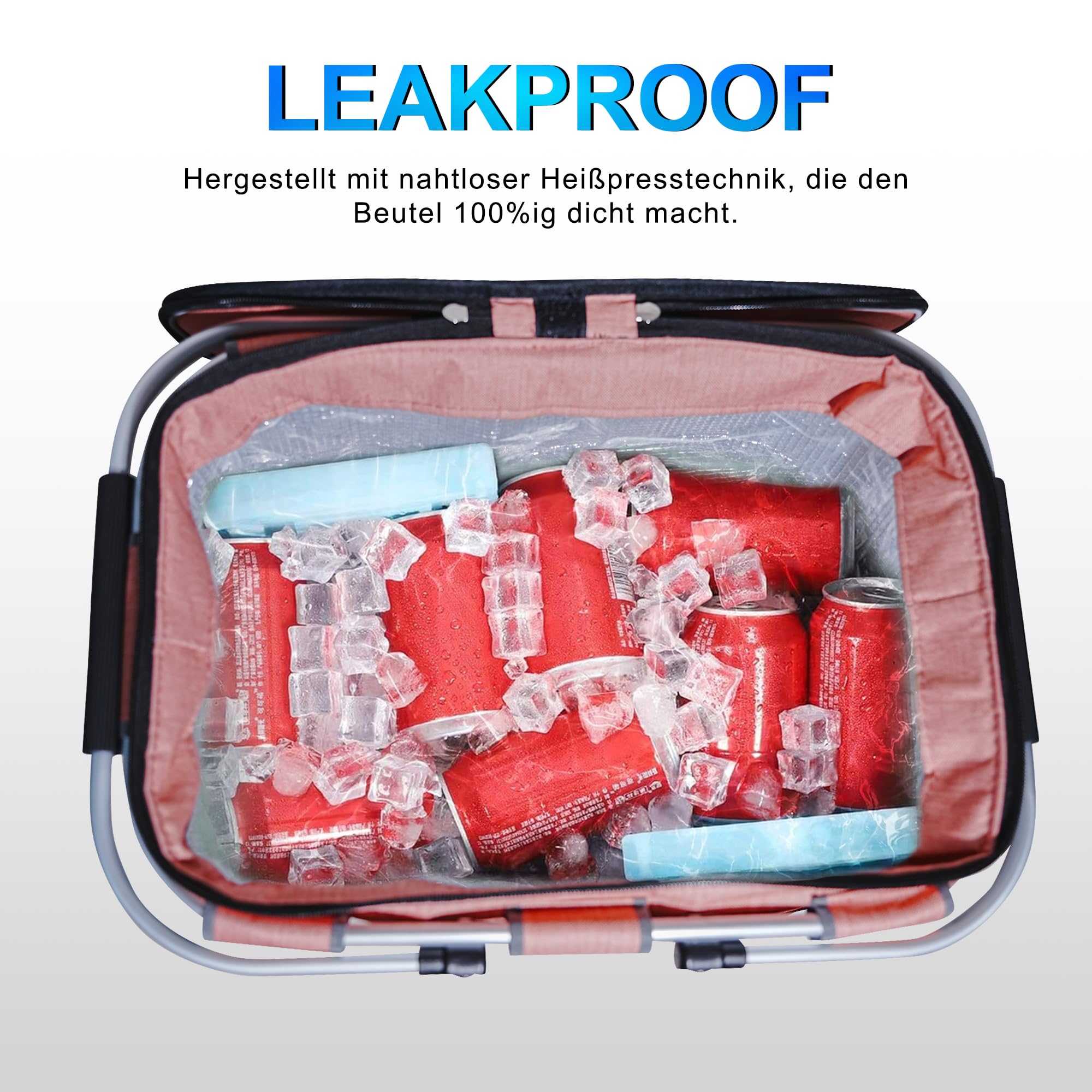 ABIUBIU Sac isotherme - Grand panier isotherme - Pour le bureau, le camping, les pique-niques, les voyages - Support latéral - Pour le bureau, le camping, les pique-niques, les voyages - Couleur