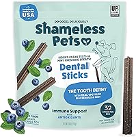 Vista 8 de Shameless Pets Golosinas dentales para perros, The Tooth Berry, palitos dentales saludables con apoyo inmunológico para limpieza de dientes